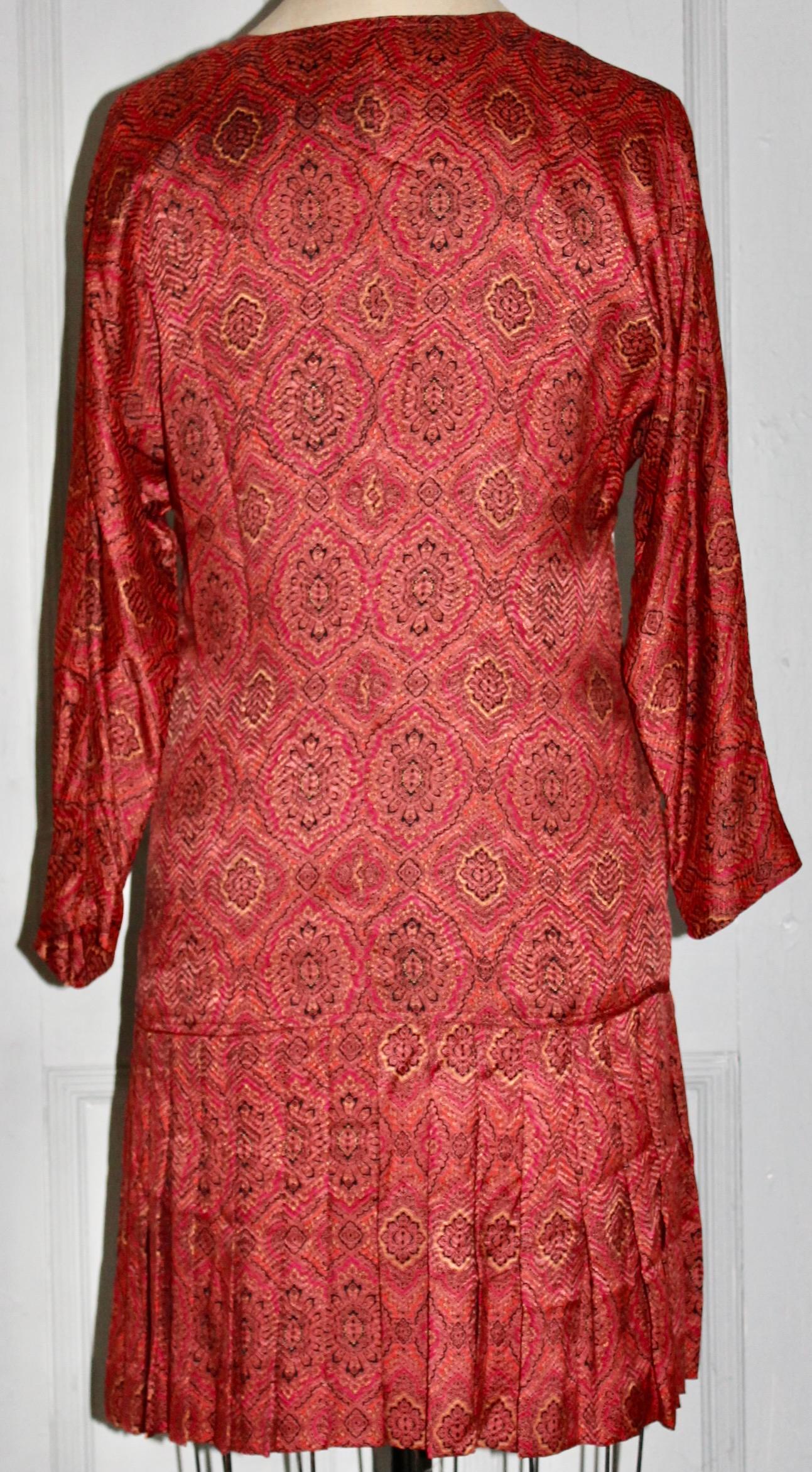 Jean-Louis Scherrer Boutique París Paisley Vestido de día de seda en Excelente estado para la venta en Sharon, CT