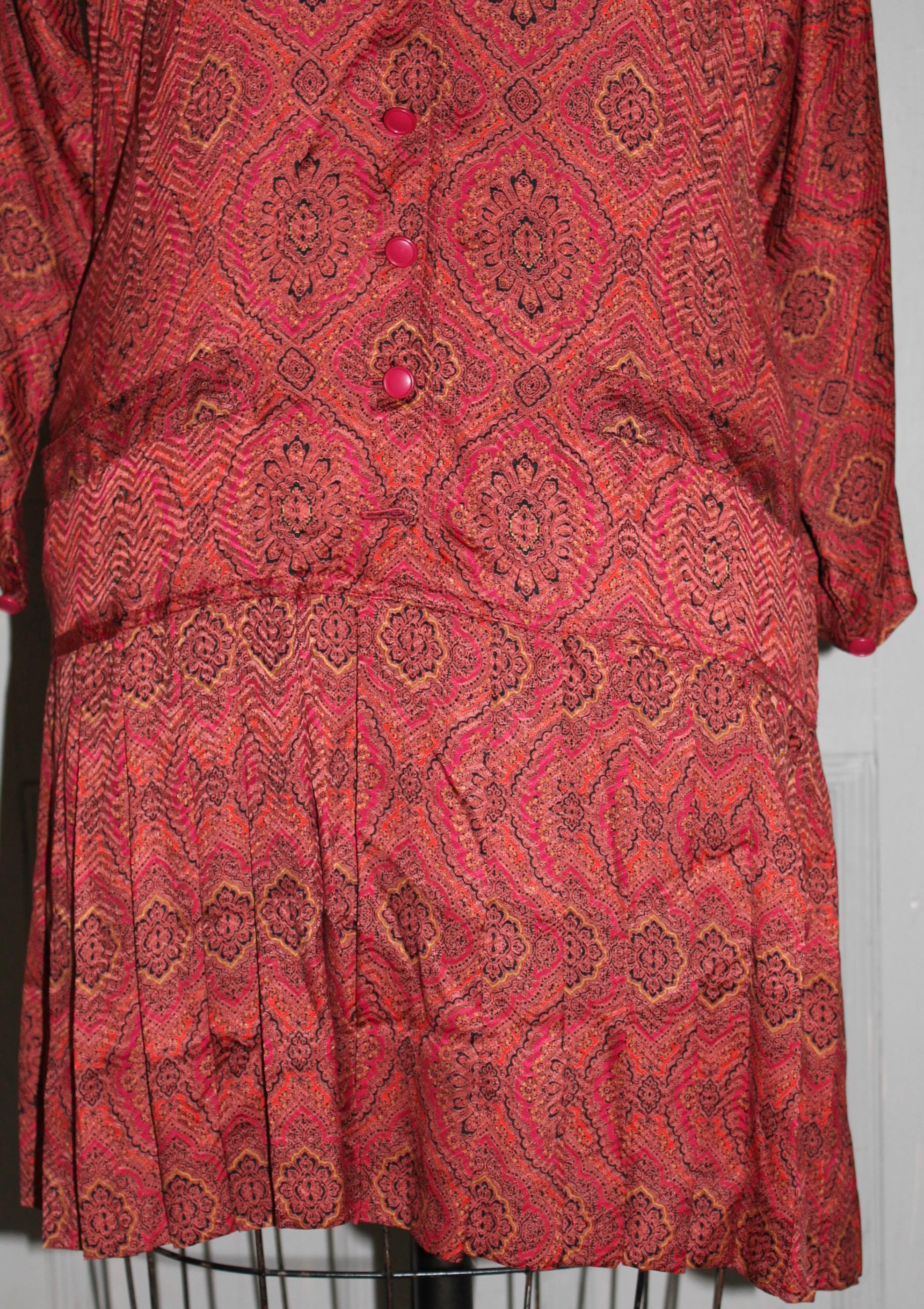 Jean-Louis Scherrer Boutique París Paisley Vestido de día de seda en venta 1