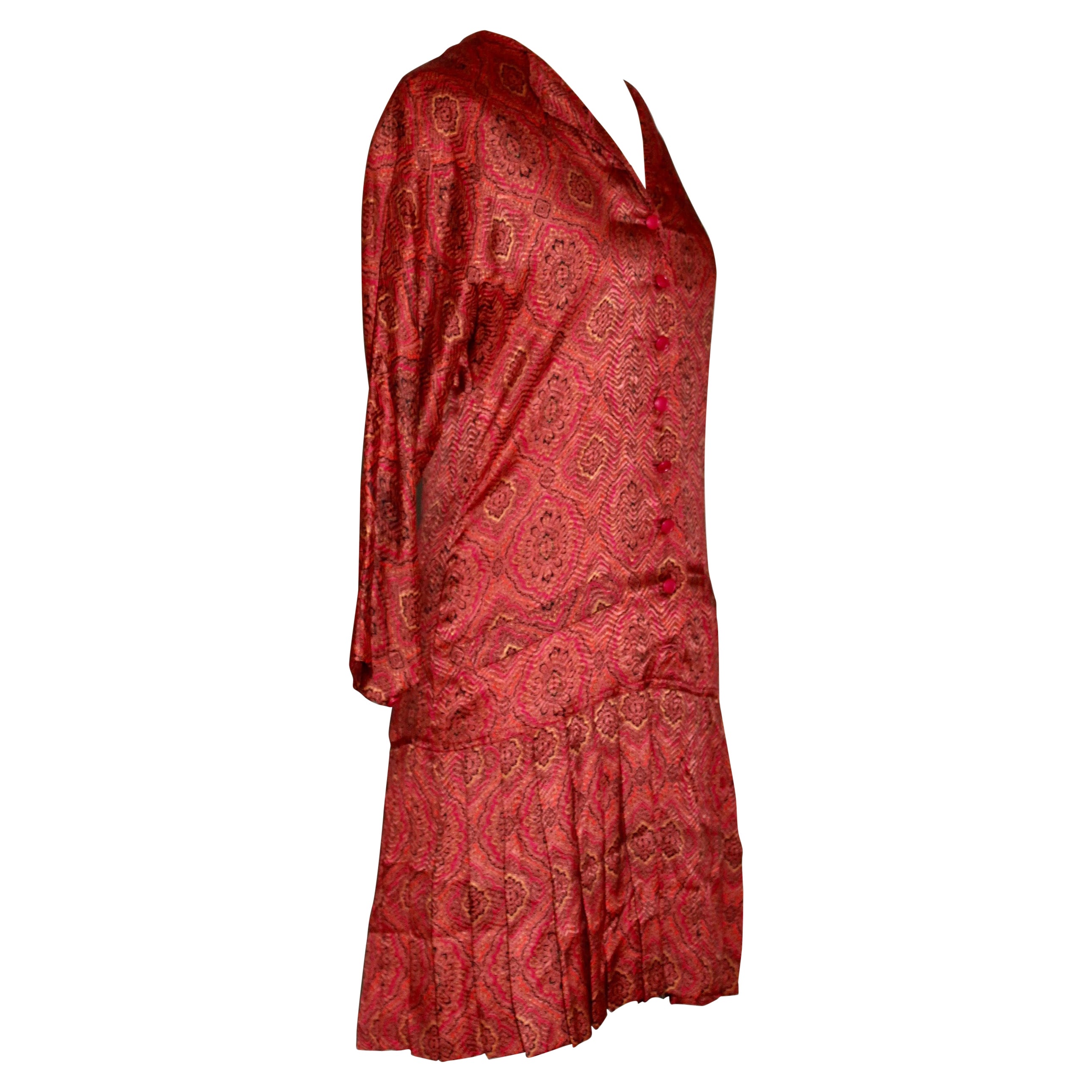 Jean-Louis Scherrer Boutique Paris Robe de jour en soie à motif cachemire