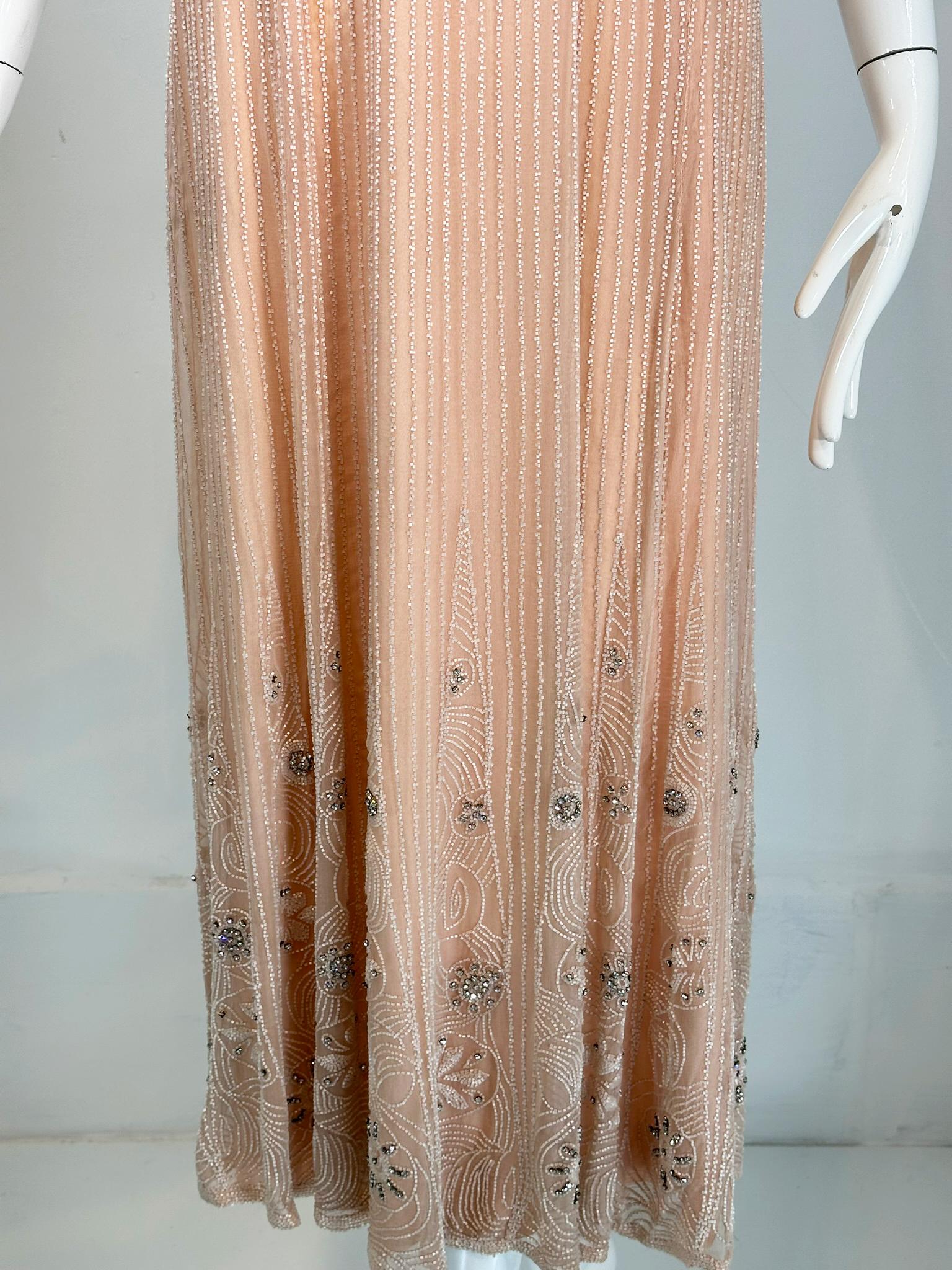 Jean-Louis Scherrer Couture Beaded Pink Silk Halter Neck Evening Dress 1970s For Sale 8