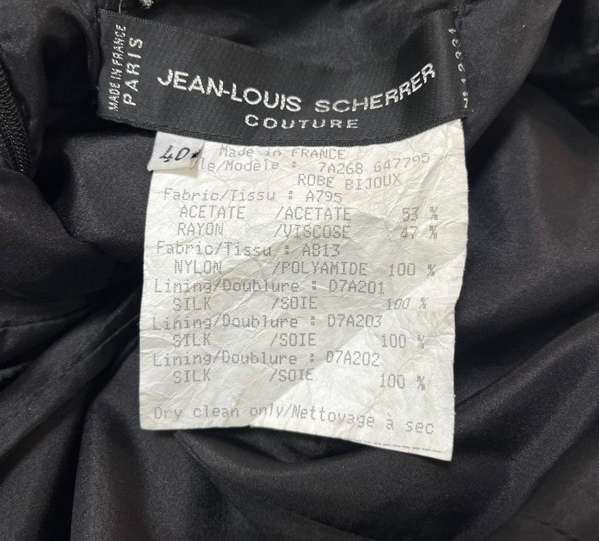 JEAN LOUIS COUTURE Robe noire avec découpes et bretelles perlées Bon état - En vente à Los Angeles, CA