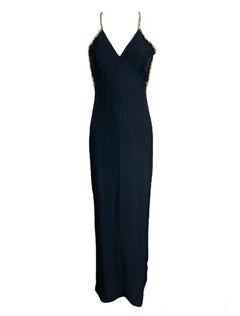 JEAN LOUIS COUTURE Robe noire avec découpes et bretelles perlées