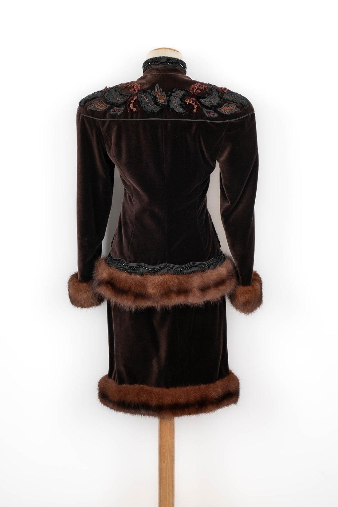 Women's Jean-Louis Scherrer Couture Fur and Velvet Suit