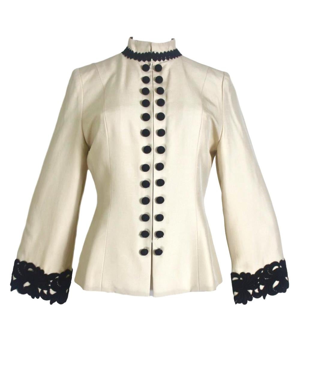 Jean-Louis Scherrer Couture
Silk Jacket
Button Decoration
Hidden Zip Fastener
Labelled Size 40