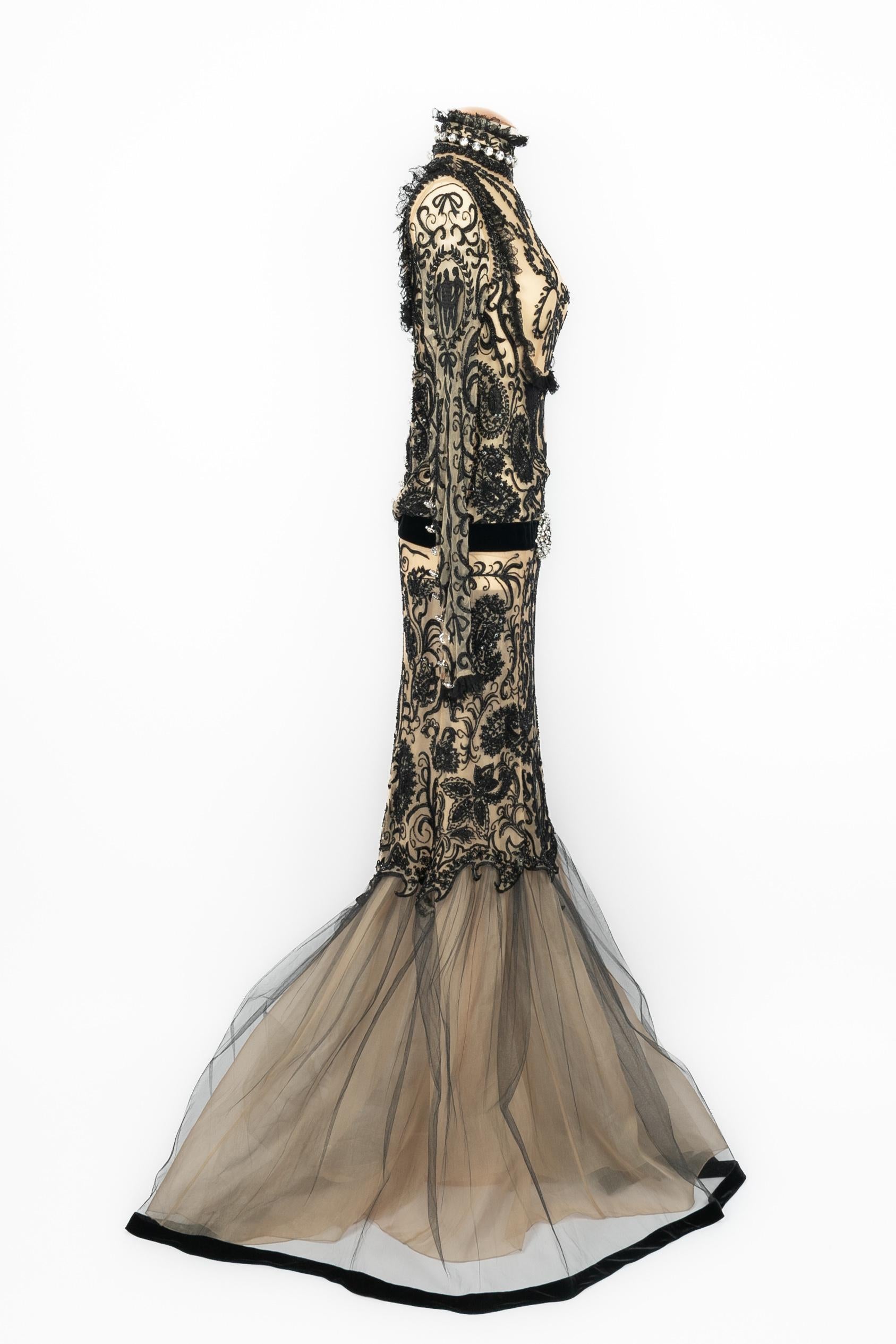 Marrone Abito Jean-Louis Scherrer Haute Couture inverno 2005 in vendita