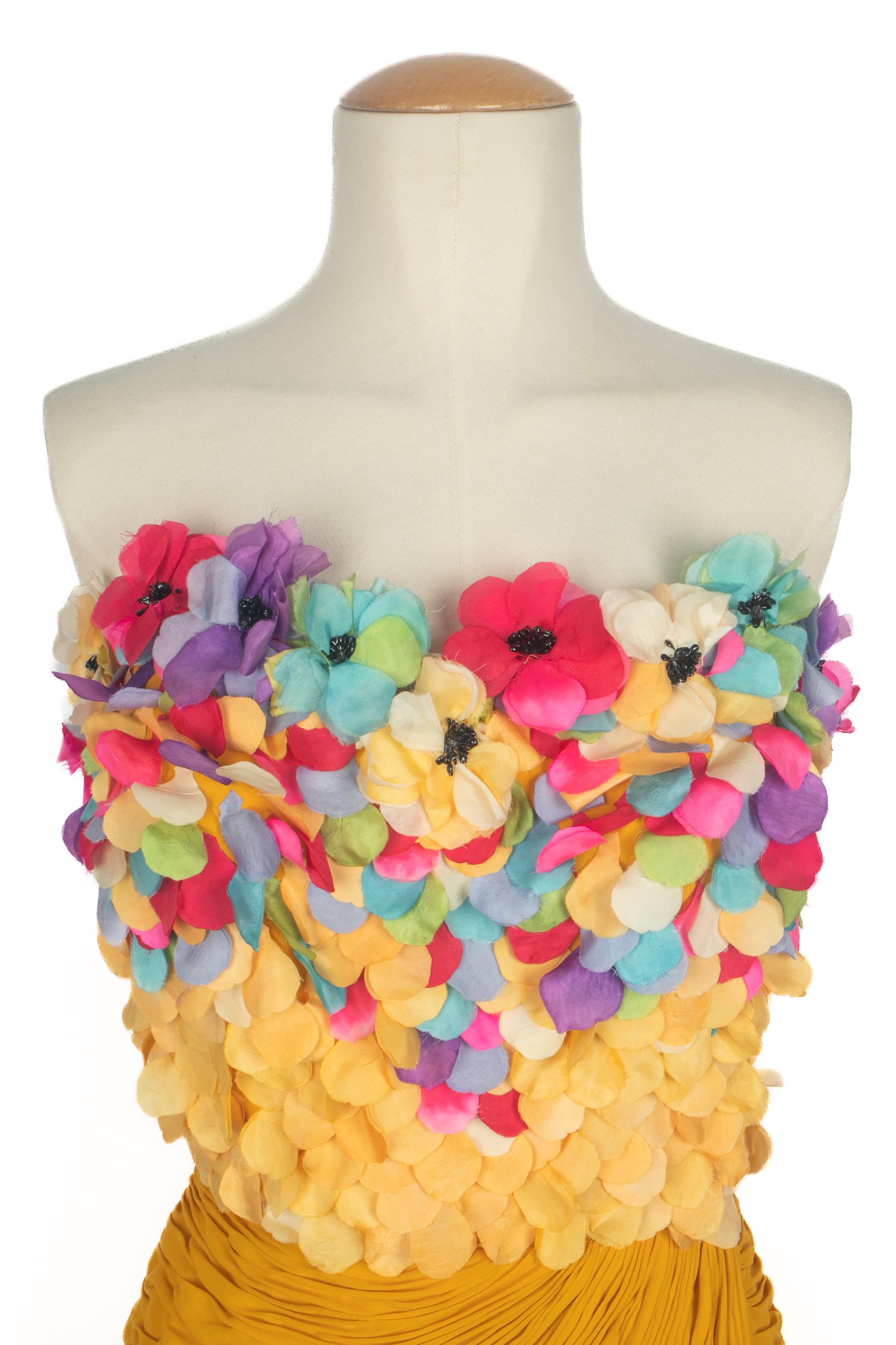 Orange JEAN LOUIS COUTURE robe à fleurs Haute Couture en vente