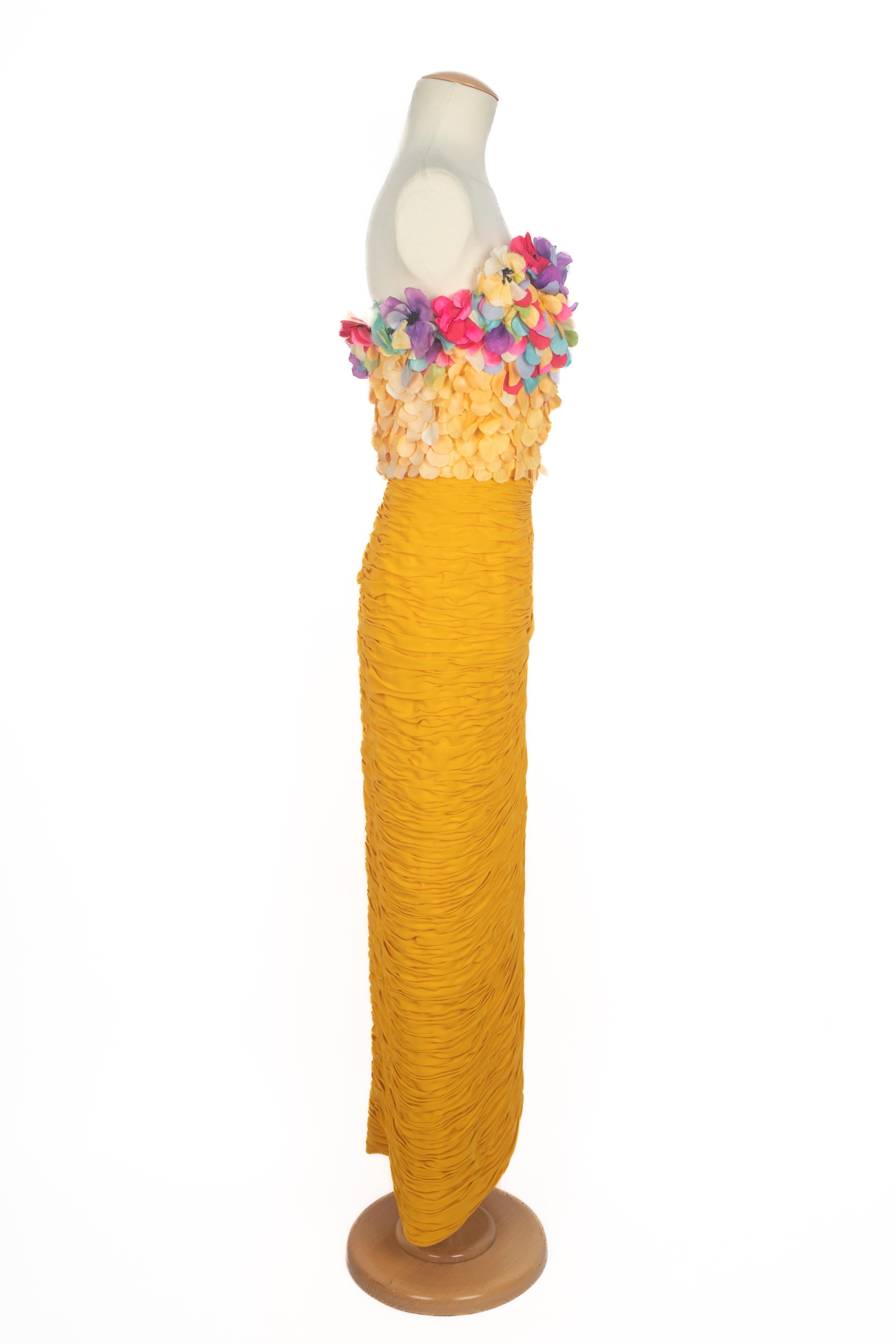 JEAN LOUIS COUTURE robe à fleurs Haute Couture Excellent état - En vente à SAINT-OUEN-SUR-SEINE, FR