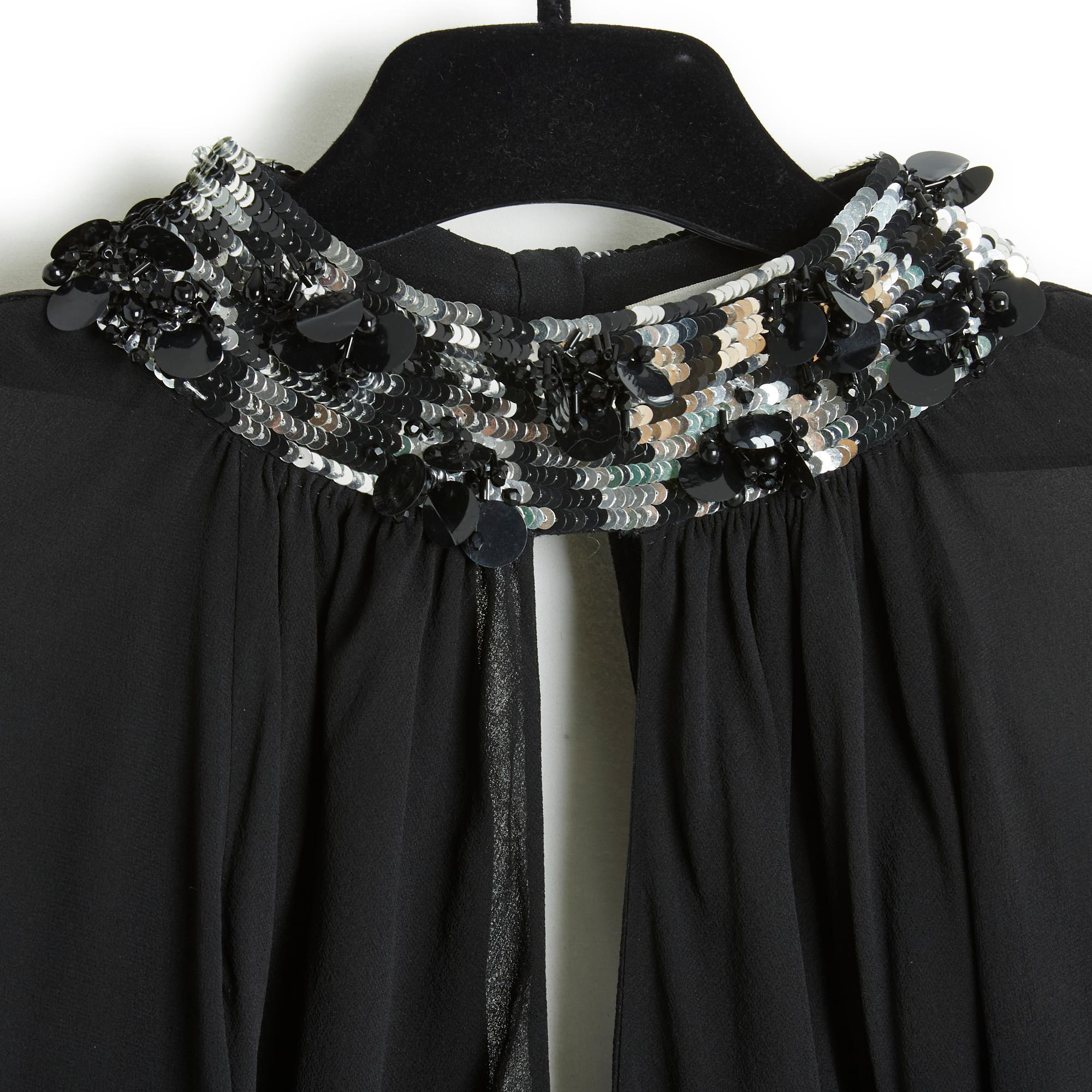 Women's or Men's Jean Louis Scherrer FR40 Black Silk Crepe Maxi Dress For Sale