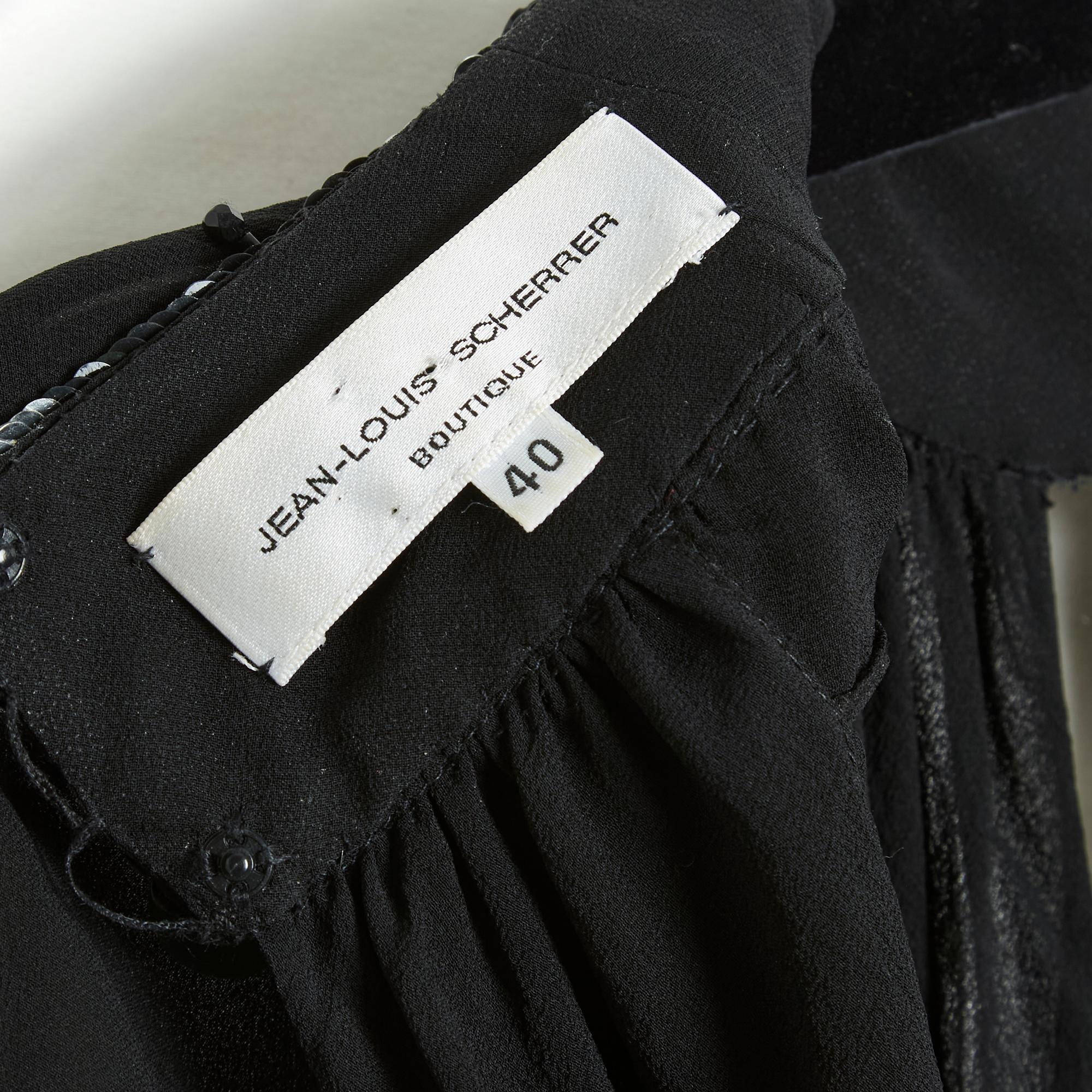 Jean Louis Scherrer FR40 Black Silk Crepe Maxi Dress For Sale 2