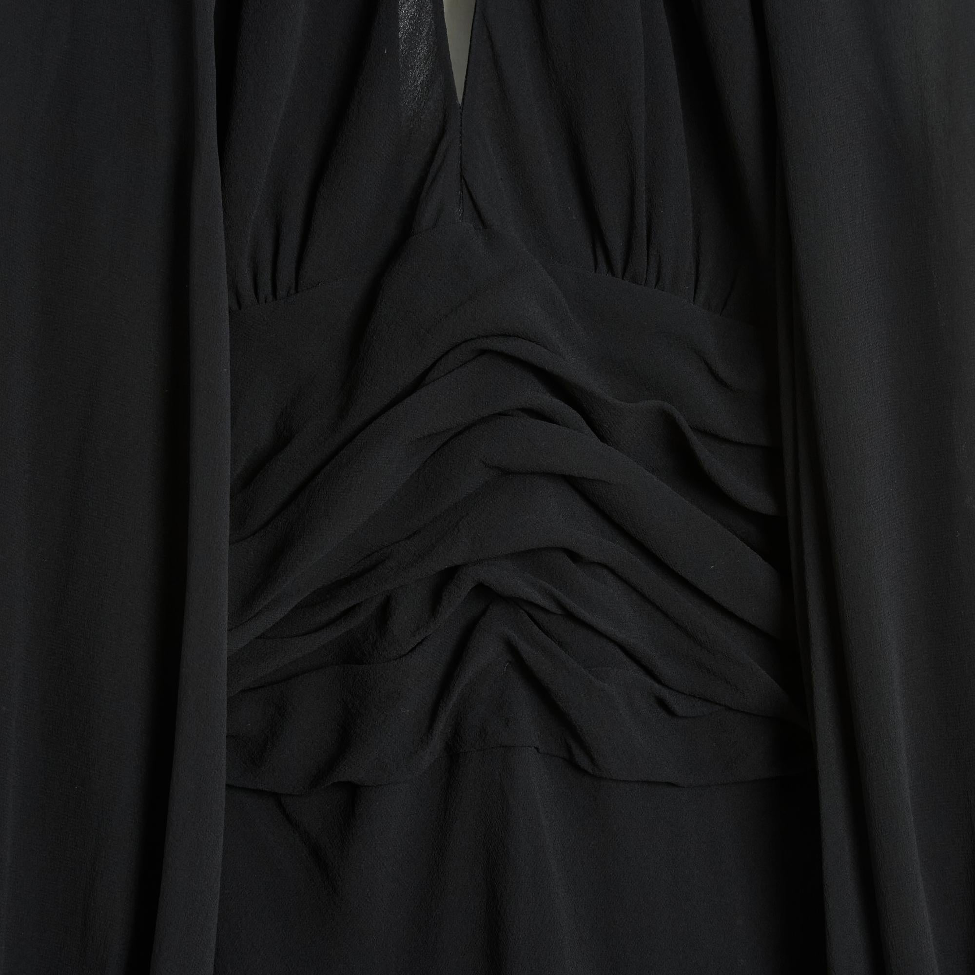 Jean Louis Scherrer FR40 Black Silk Crepe Maxi Dress For Sale 4