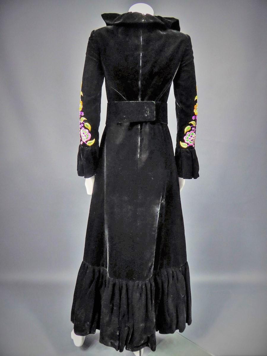 Jean-Louis Scherrer Vestido de terciopelo negro de alta costura francesa Circa 1990 en venta 6