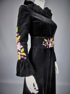 Jean-Louis Scherrer French Couture Black Velvet Dress Circa 1990