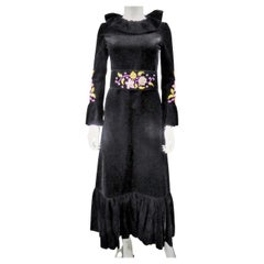 Jean-Louis Scherrer French Couture Black Velvet Dress Circa 1990