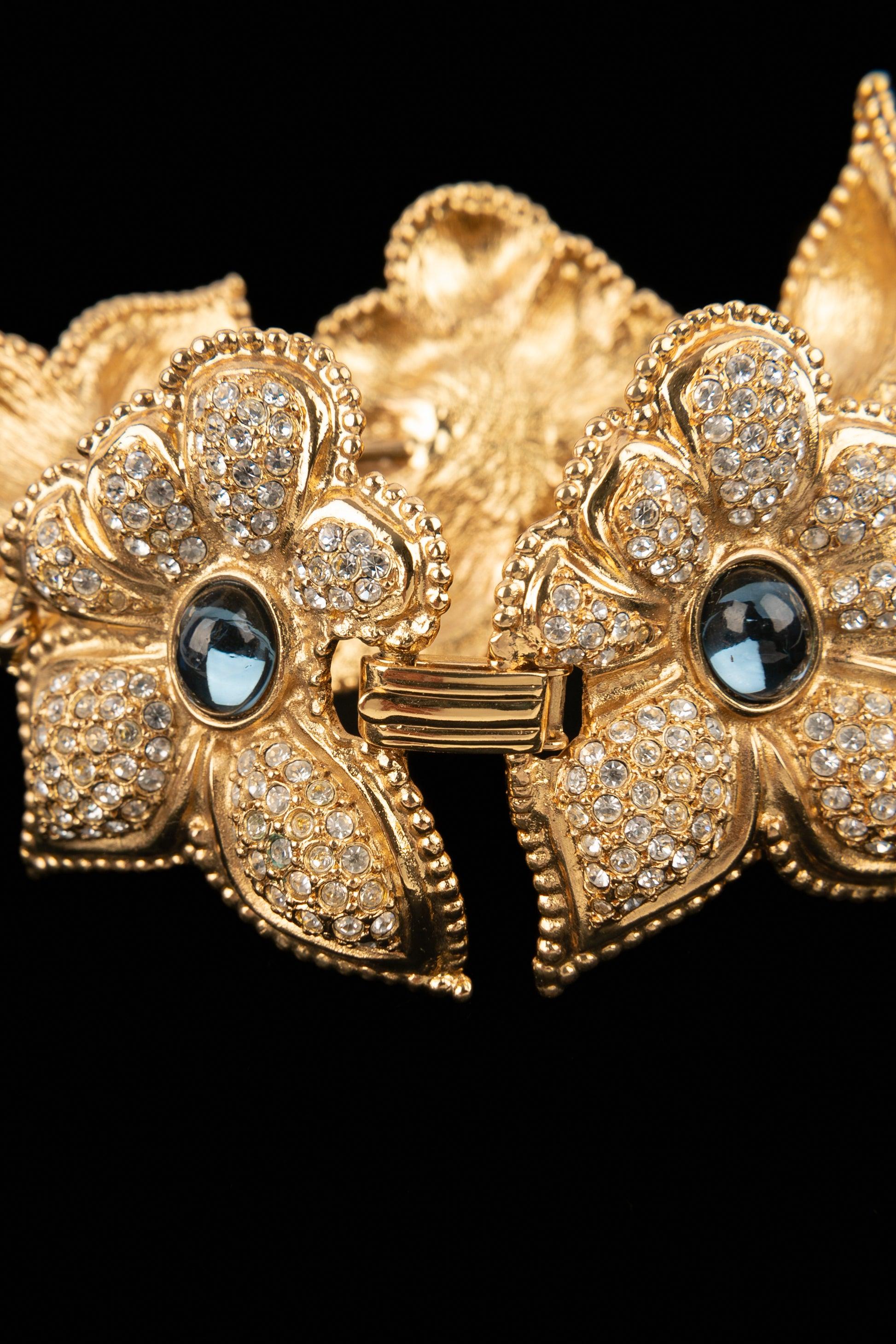 Jean-Louis Scherrer Golden Metal Articulated Bracelet In Excellent Condition For Sale In SAINT-OUEN-SUR-SEINE, FR