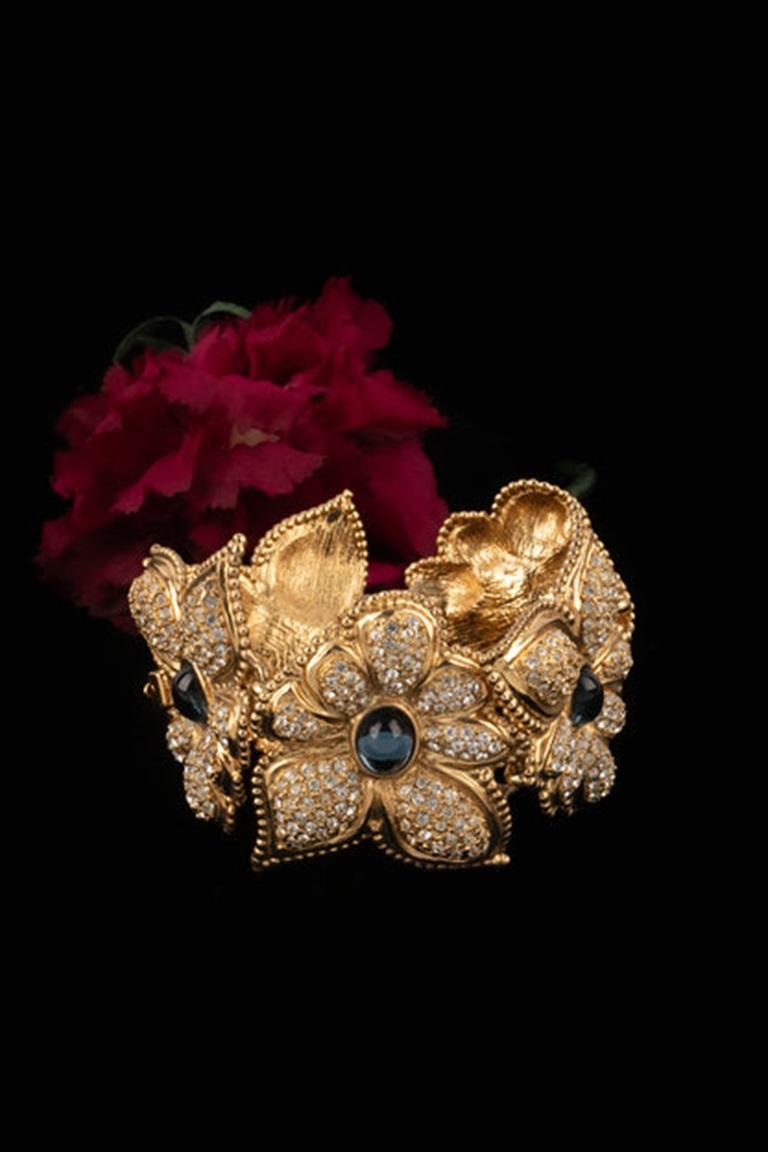Jean-Louis Scherrer Golden Metal Articulated Bracelet For Sale 3