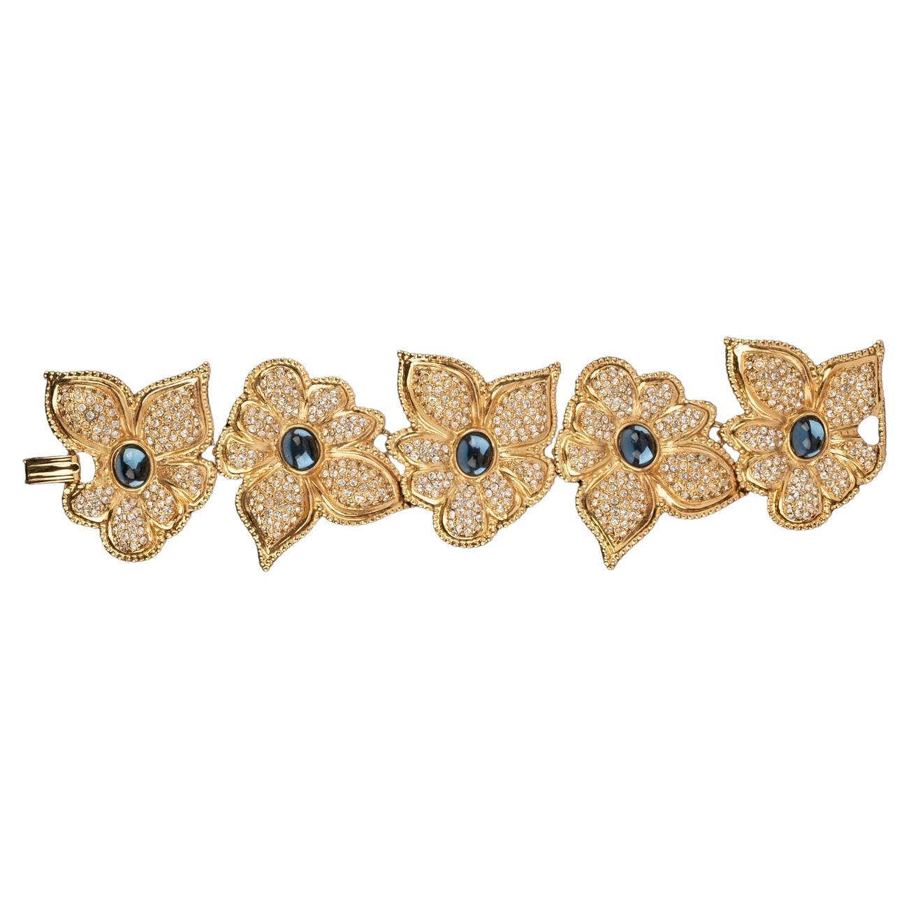 Jean-Louis Scherrer Golden Metal Articulated Bracelet For Sale