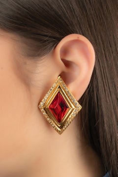 Jean-Louis Scherrer Golden Metal Clip-on Earrings, 1980s