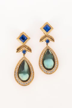 Antique Jean Louis Scherrer Golden Metal Clip-on Earrings