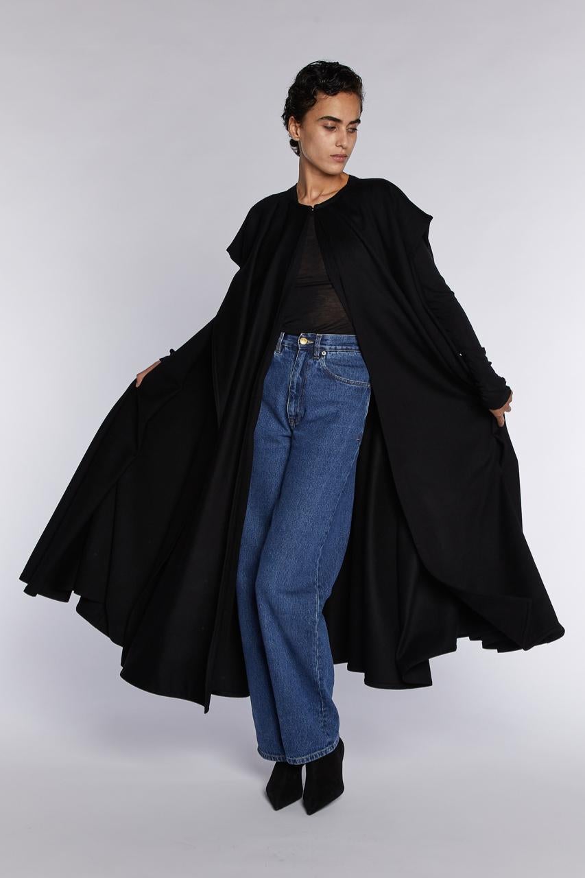Black Jean-Louis Scherrer Haute Couture Cape 1970s For Sale