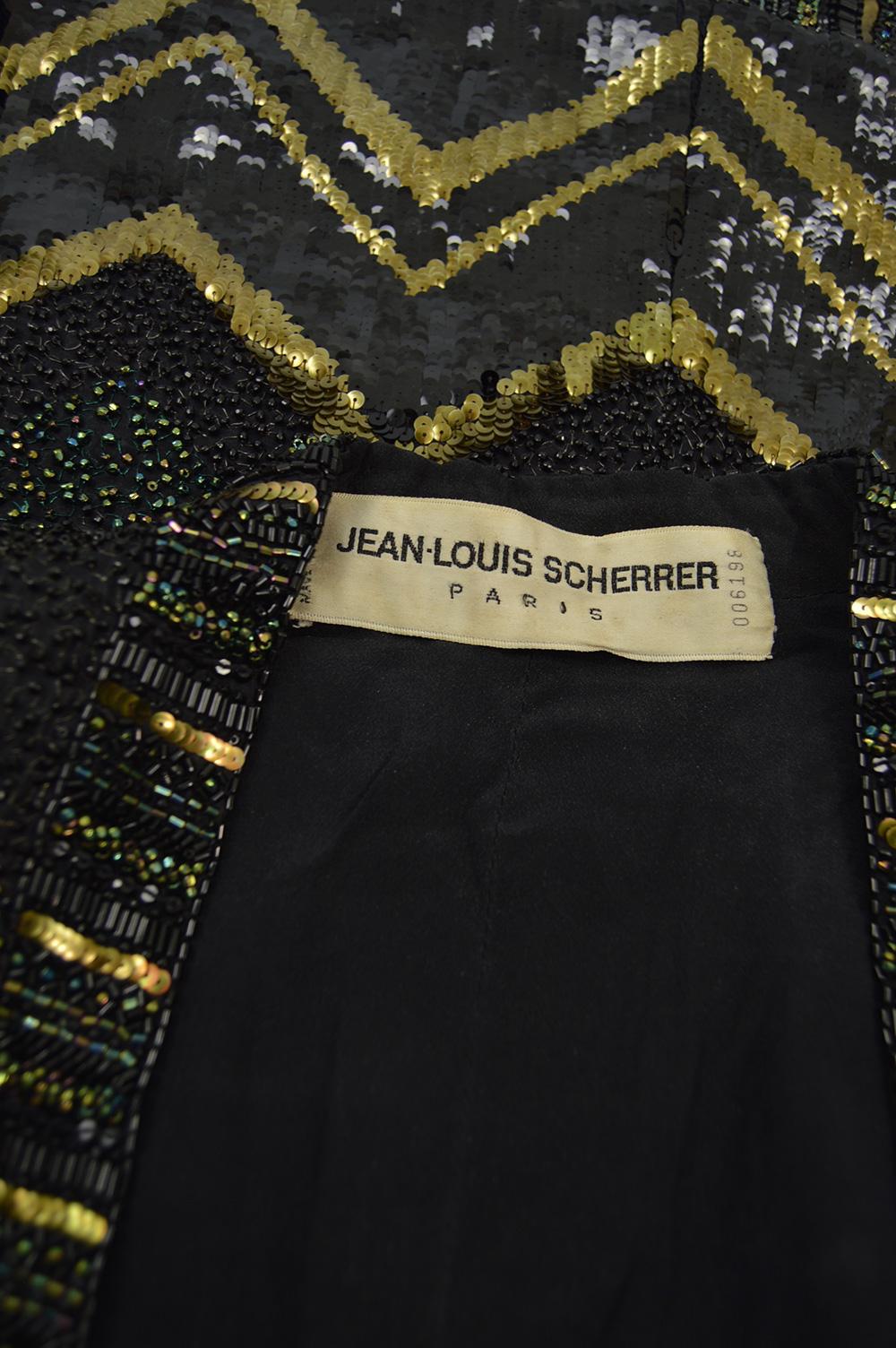 Jean Louis Scherrer Haute Couture Hand Beaded Embroidered & Sequin Jacket, 1980s For Sale 3