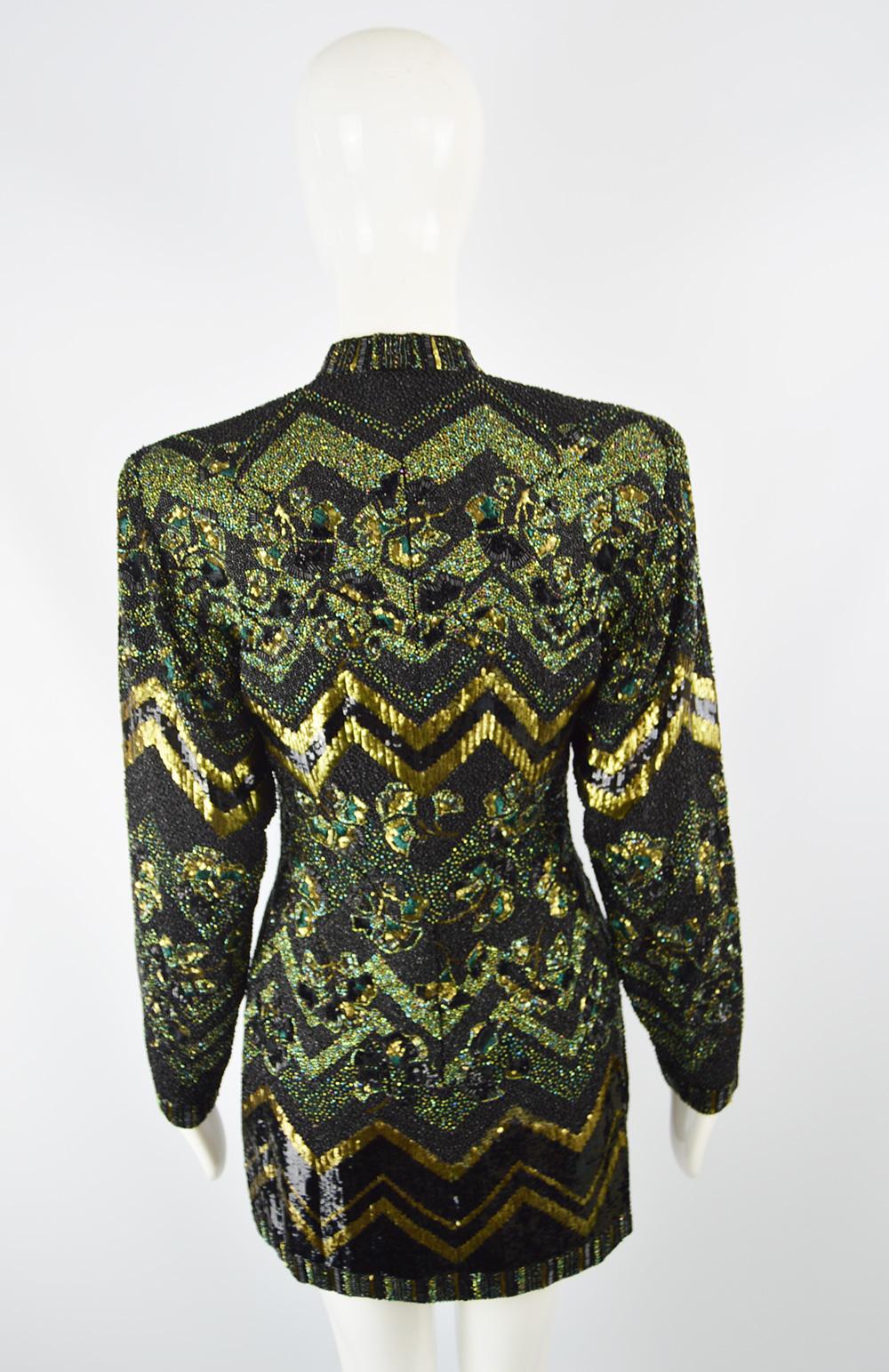 Women's Jean Louis Scherrer Haute Couture Hand Beaded Embroidered & Sequin Jacket, 1980s For Sale
