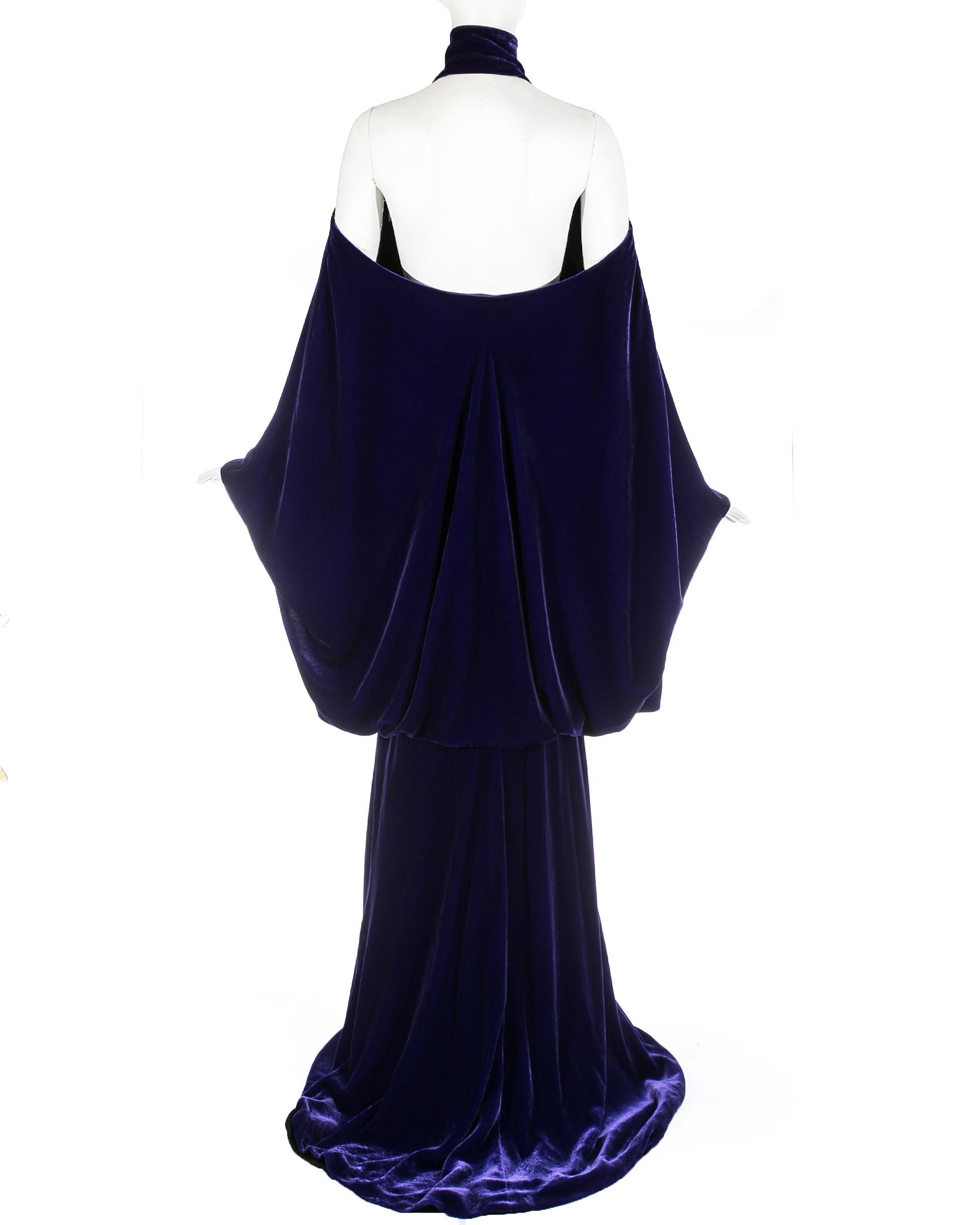 Jean Louis Scherrer Haute Couture purple velvet evening dress, A/W 2005 2