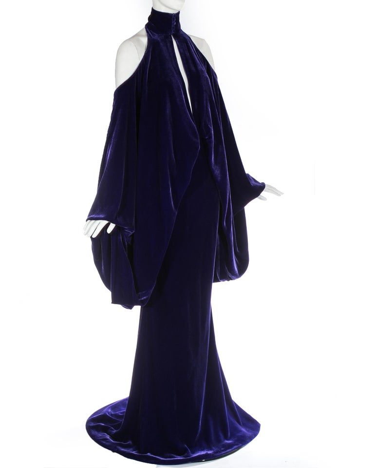 Jean Louis Scherrer haute couture purple lame brocade evening gown, f/w 2005