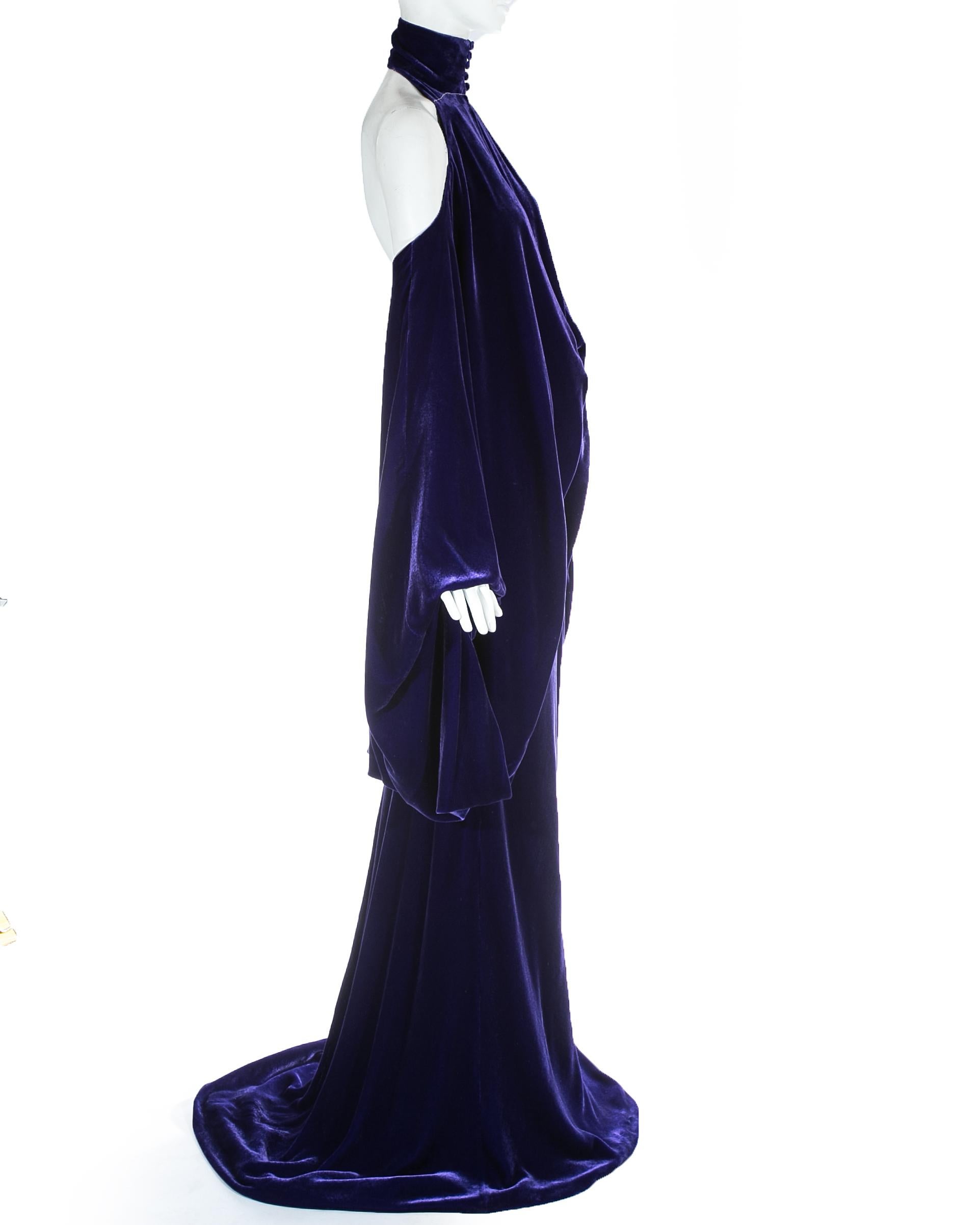 Jean Louis Scherrer Haute Couture purple velvet evening dress, A/W 2005 1