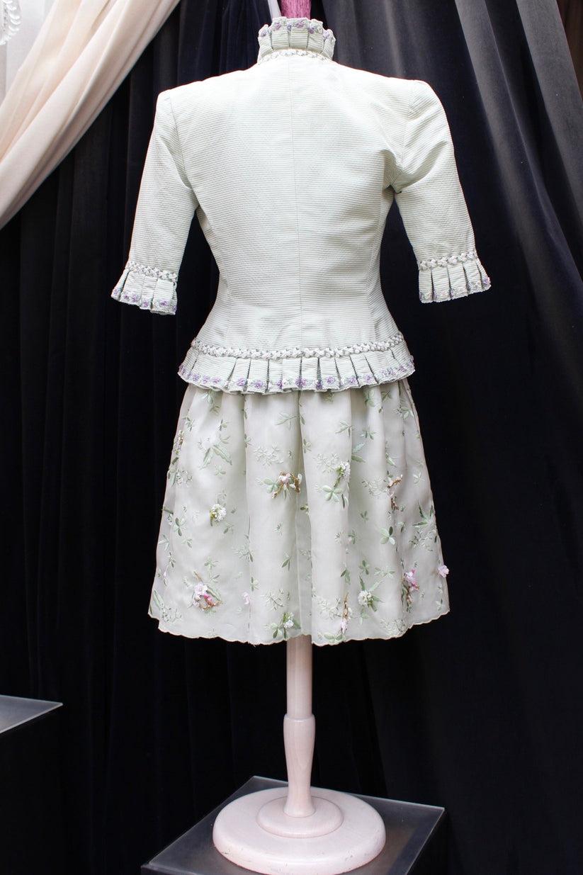 Jean-Louis Scherrer Haute Couture-Set mit Frühlingsmotiven im Zustand „Hervorragend“ im Angebot in SAINT-OUEN-SUR-SEINE, FR