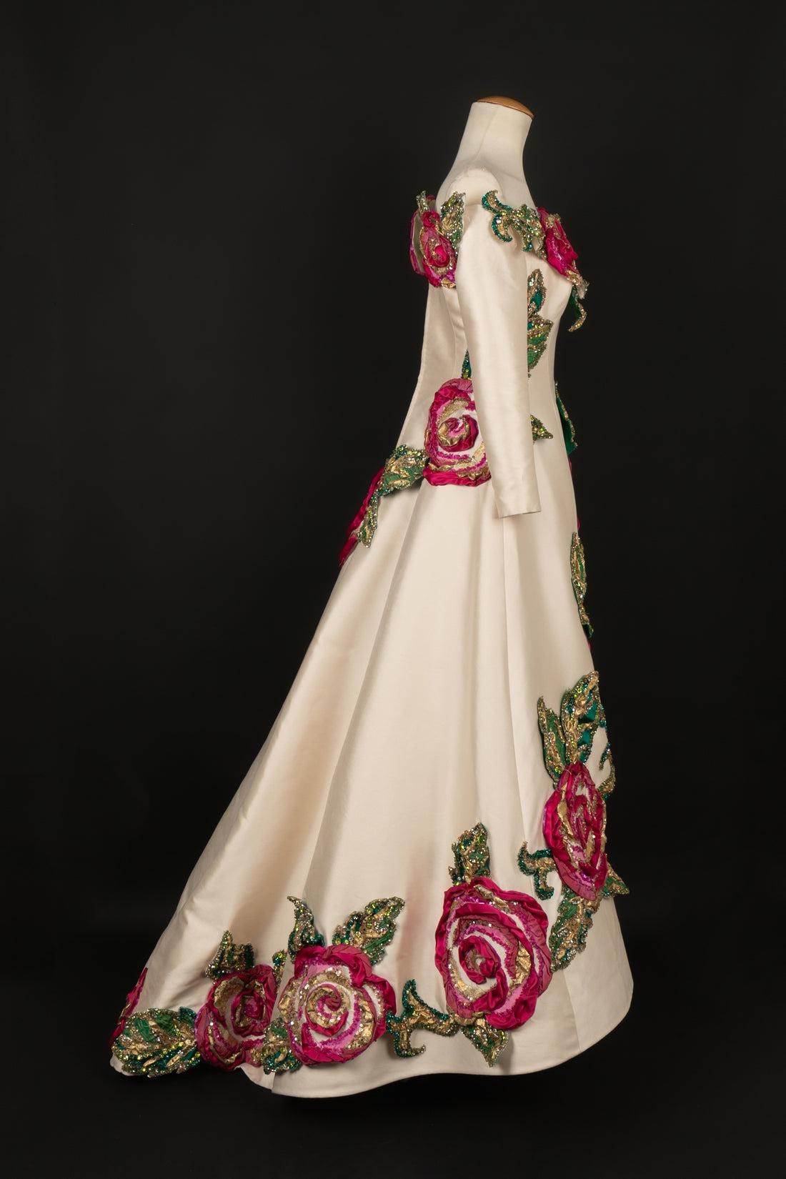 Women's Jean-Louis Scherrer Ivory Silk Dress Haute Couture, 1993 For Sale