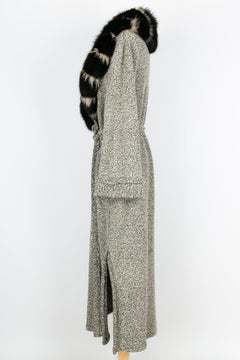 Jean-Louis Scherrer Long Coat in Black and Beige Wool, Size 40FR