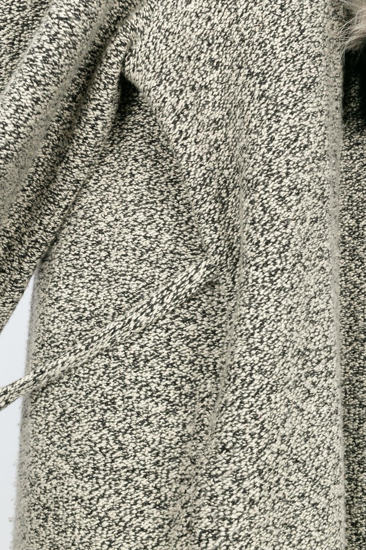 Jean-Louis Scherrer Langer Mantel aus schwarzer und beigefarbener Wolle, Größe 40FR im Angebot 3