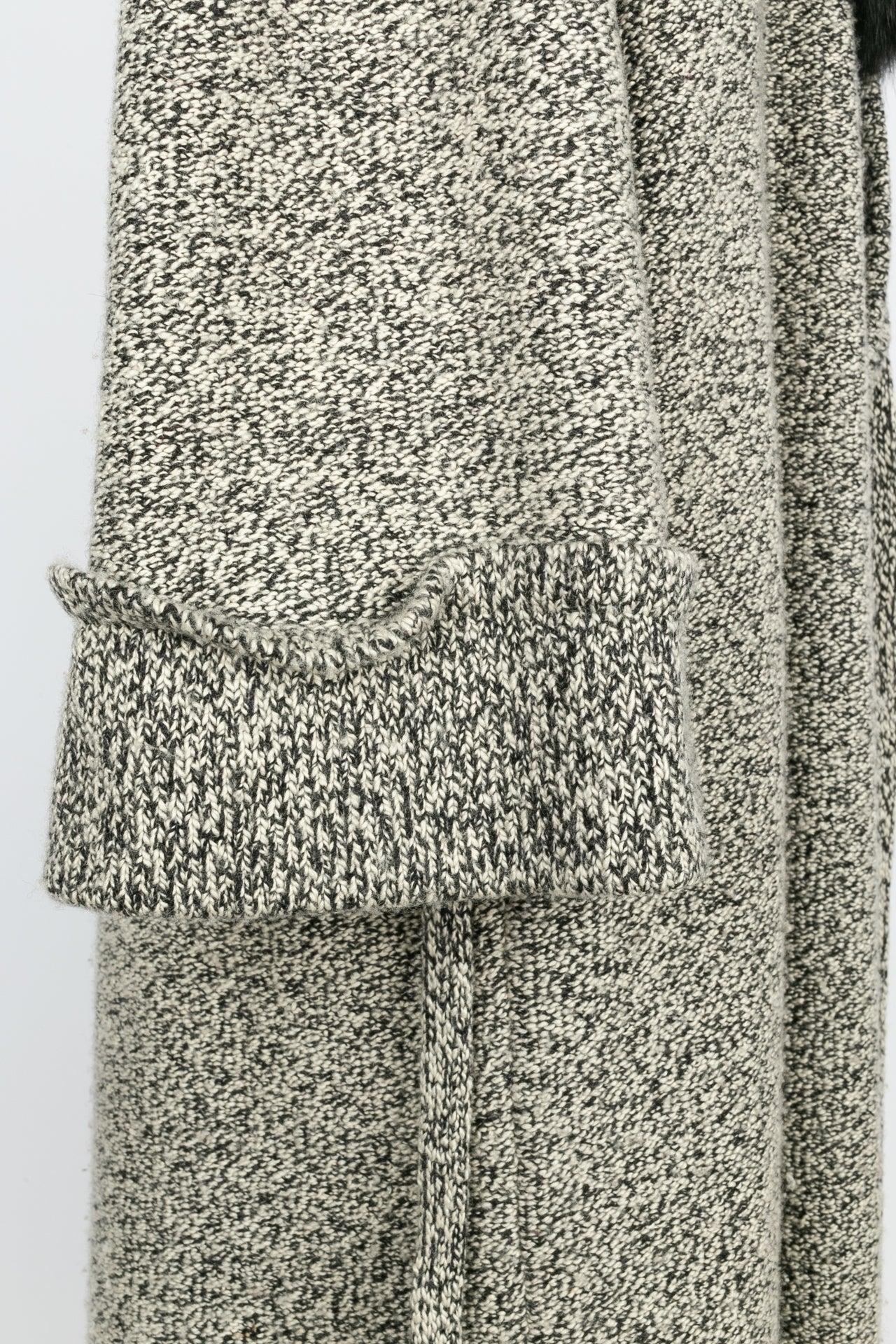 Jean-Louis Scherrer Long Coat in Black and Beige Wool, Size 40FR For Sale 4