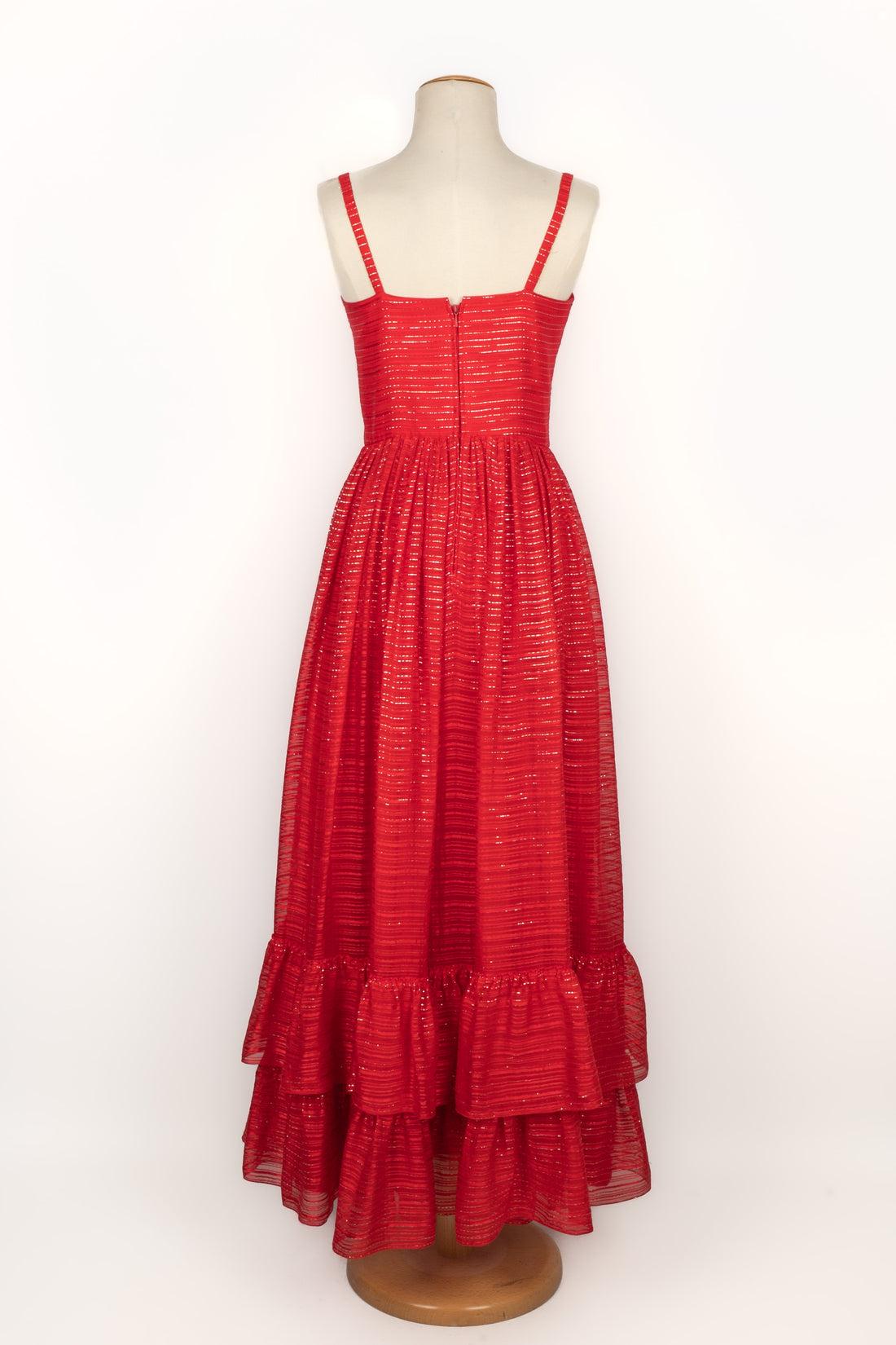 Jean-Louis Scherrer Long Red Dress In Good Condition For Sale In SAINT-OUEN-SUR-SEINE, FR