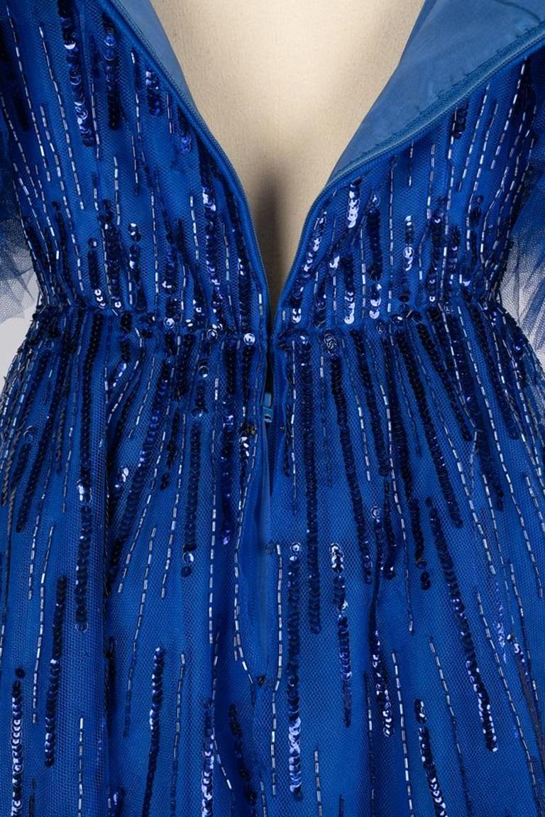 Louis feraud Maxi Dress with Blue Sequins For Sale 6
