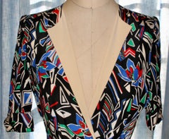 Jean-Louis Scherrer Modernist Print Silk Day Dress