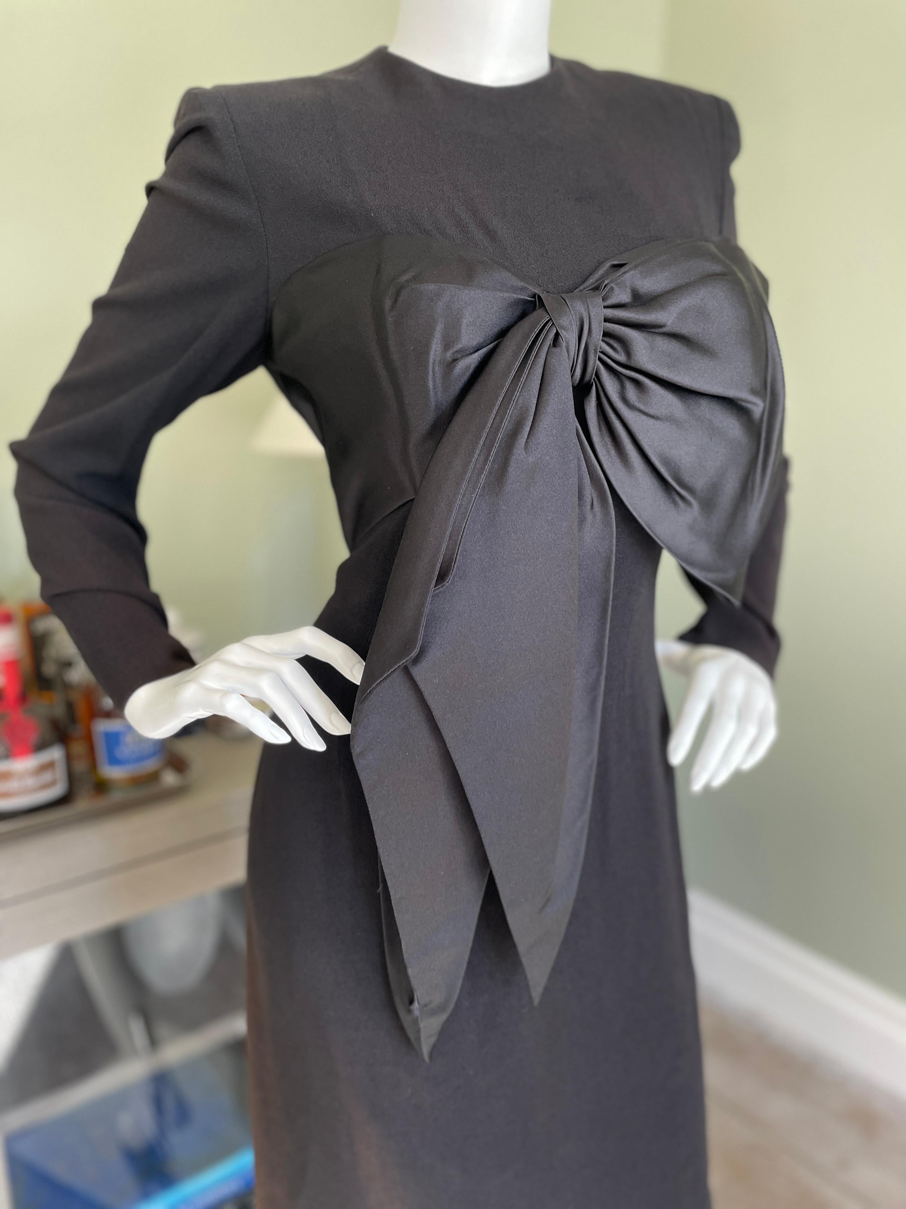 Jean-Louis Scherrer Numbered Demi Couture Vintage Little Black Dress w Big Bow In Excellent Condition For Sale In Cloverdale, CA