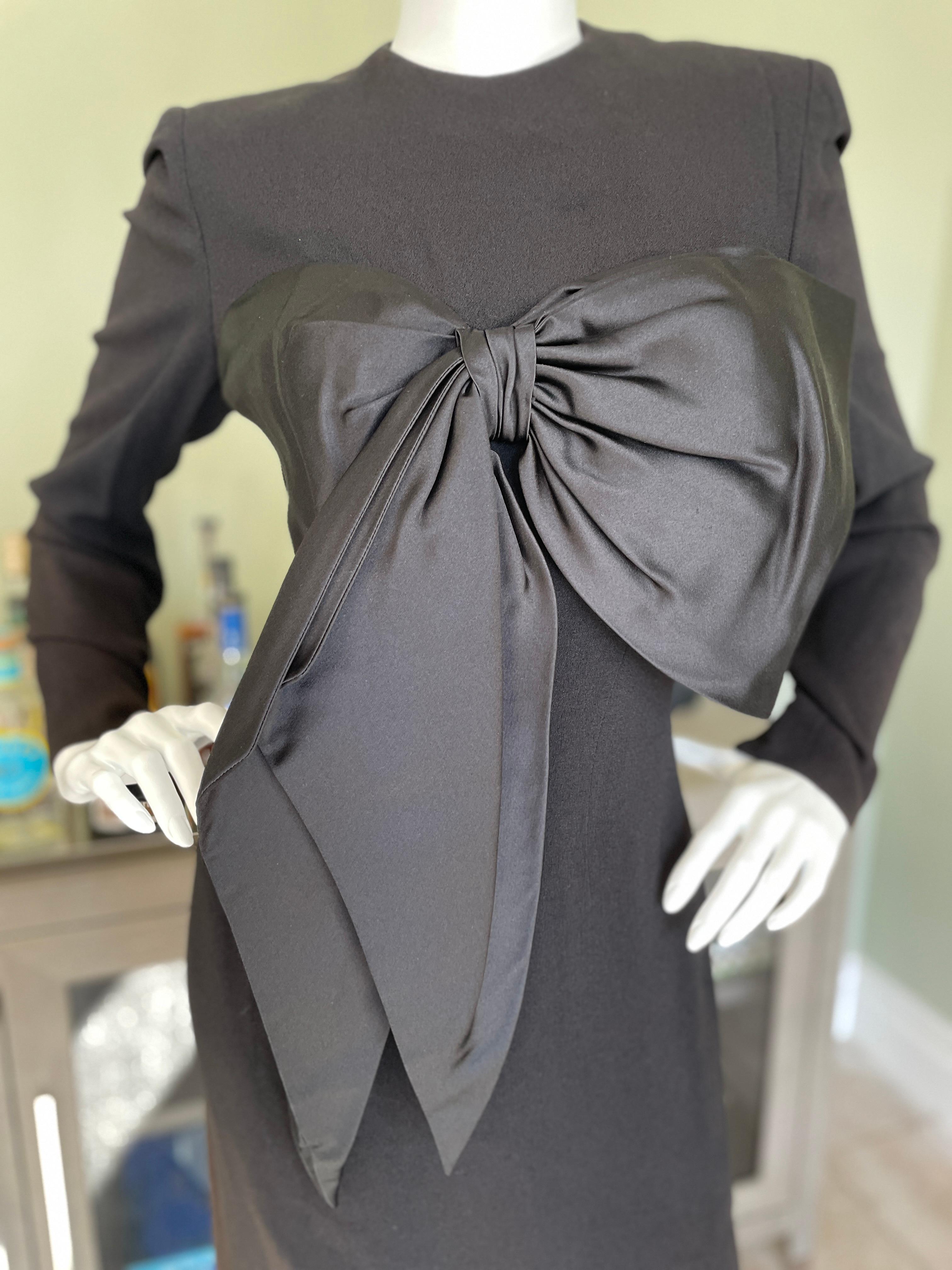 Jean-Louis Scherrer Numbered Demi Couture Vintage Little Black Dress w Big Bow For Sale 1