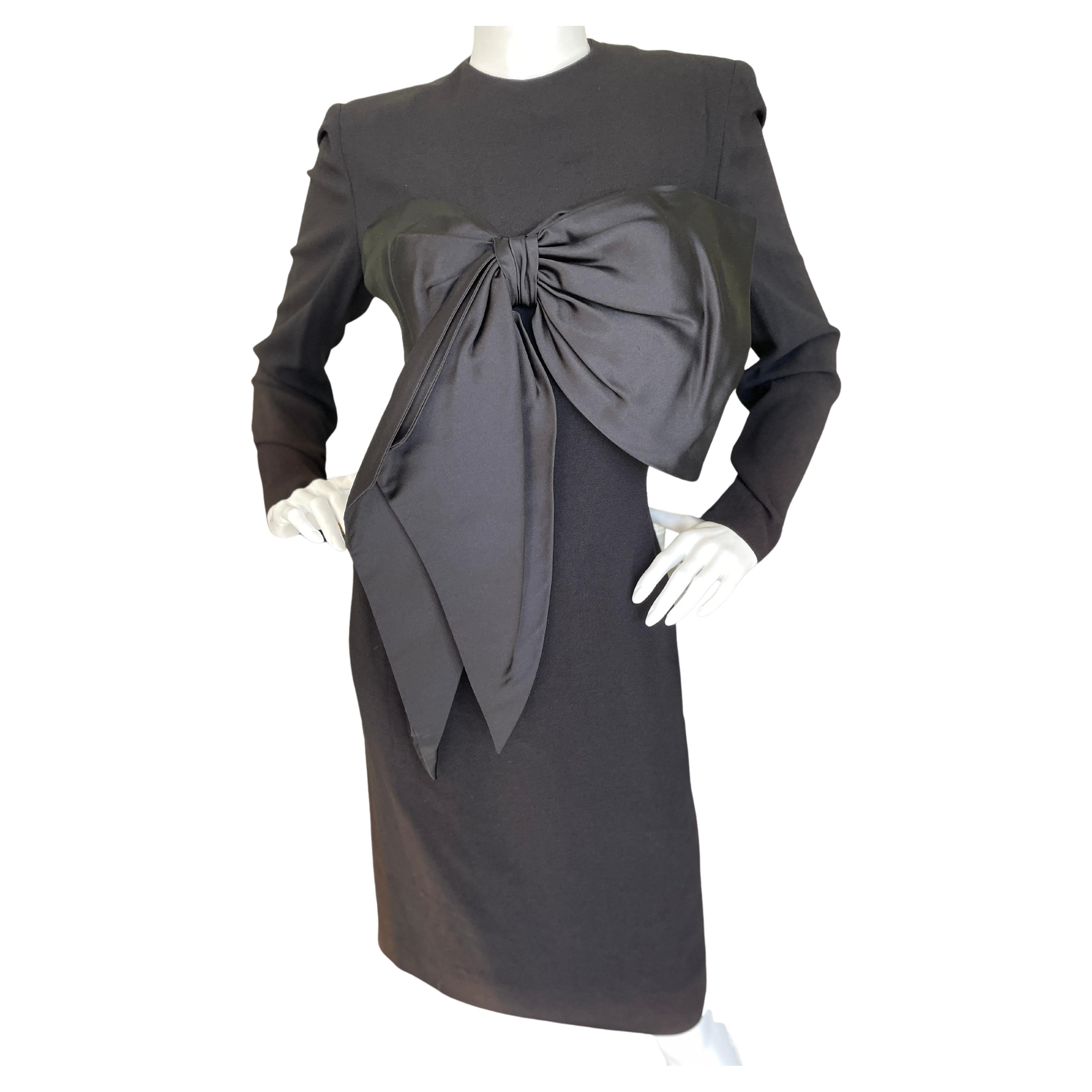 Jean-Louis Scherrer Numbered Demi Couture Vintage Little Black Dress w Big Bow For Sale