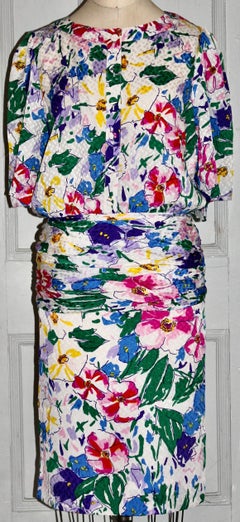 Jean-Louis Scherrer Paris Boutique Silk Fauvist Floral Dress