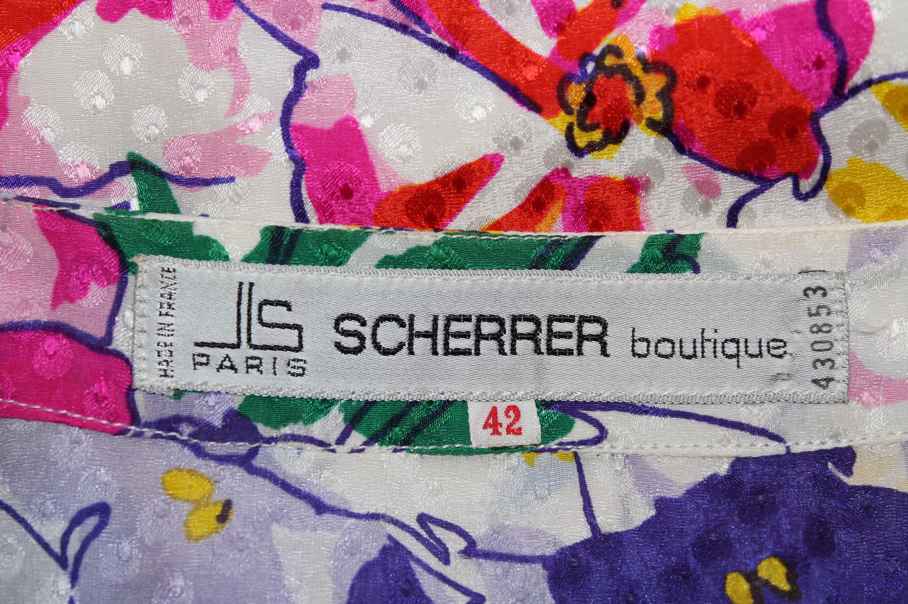Jean-Louis Scherrer Paris Boutique Silk Fauvist Floral Dress For Sale 4