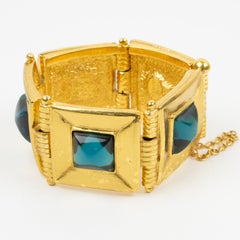 Jean Louis Scherrer Paris Gilded Jeweled Bangle Bracelet