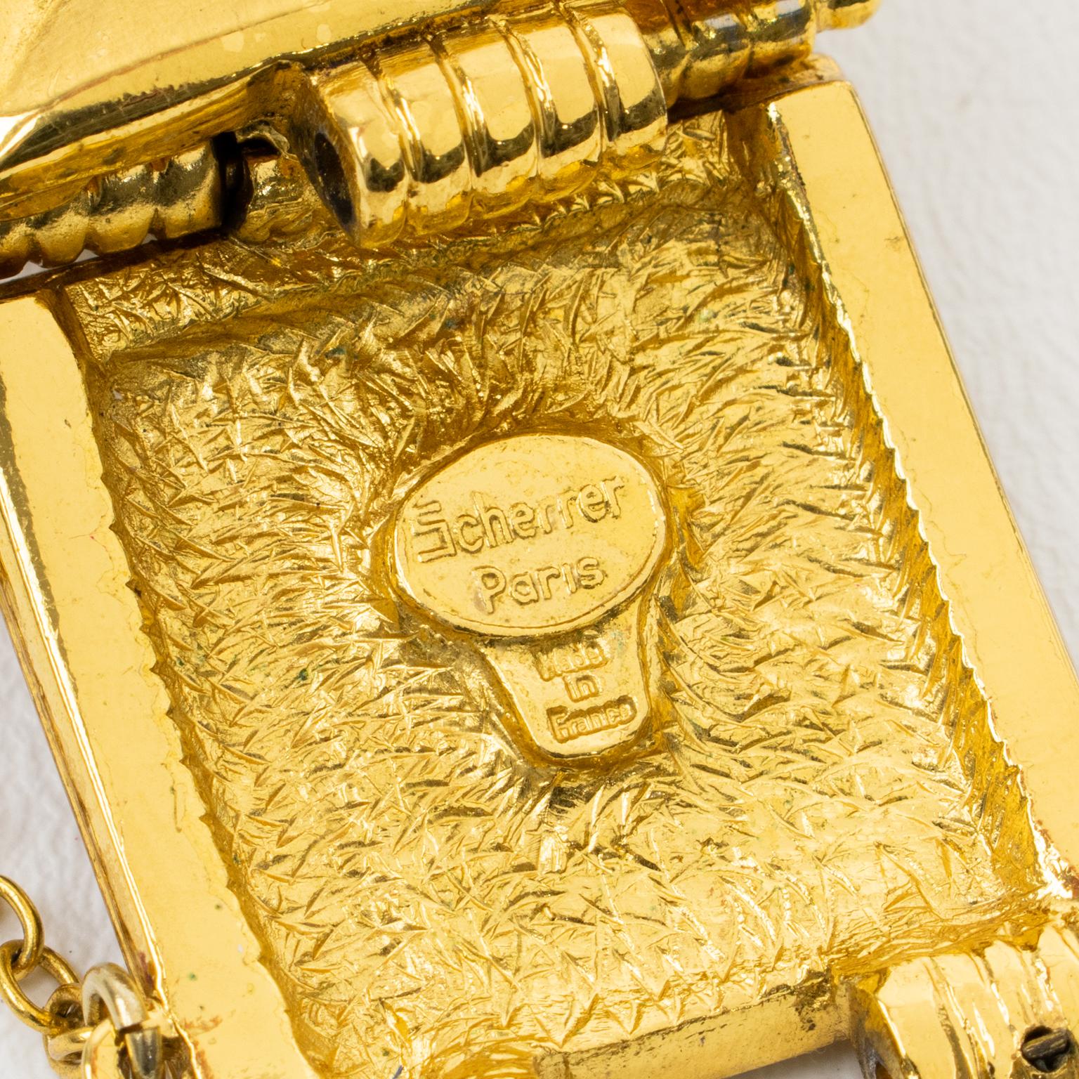 Jean Louis Scherrer París Pulsera brazalete enjoyada dorada en venta 1