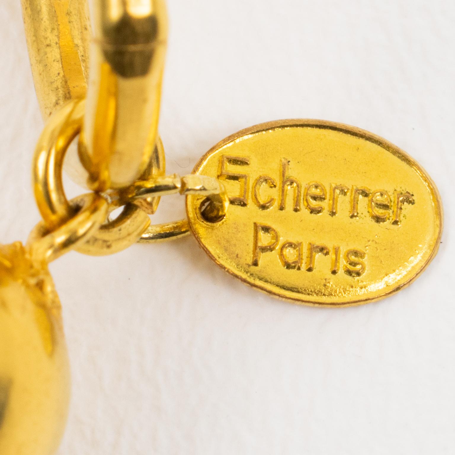 Jean Louis Scherrer París Collar Colgante Cruz de Metal Dorado y Esmalte Negro en venta 6