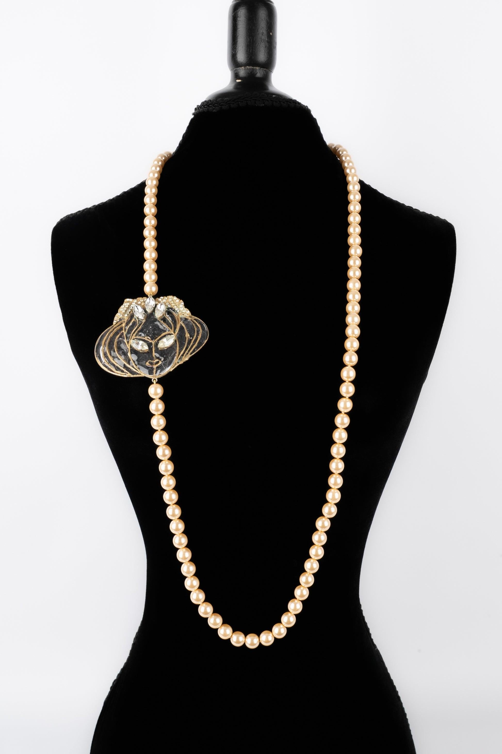 Jean-Louis Scherrer Pearl Necklace with Knots In Good Condition For Sale In SAINT-OUEN-SUR-SEINE, FR