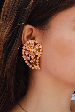 Jean-Louis Scherrer Pink and Gold Clip-on Earrings
