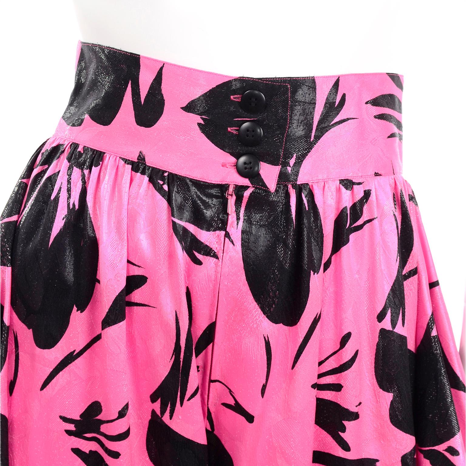 Jean-Louis Scherrer Pink & Black Wide Leg Pants & Bandeau Top Evening Dress Alt For Sale 4