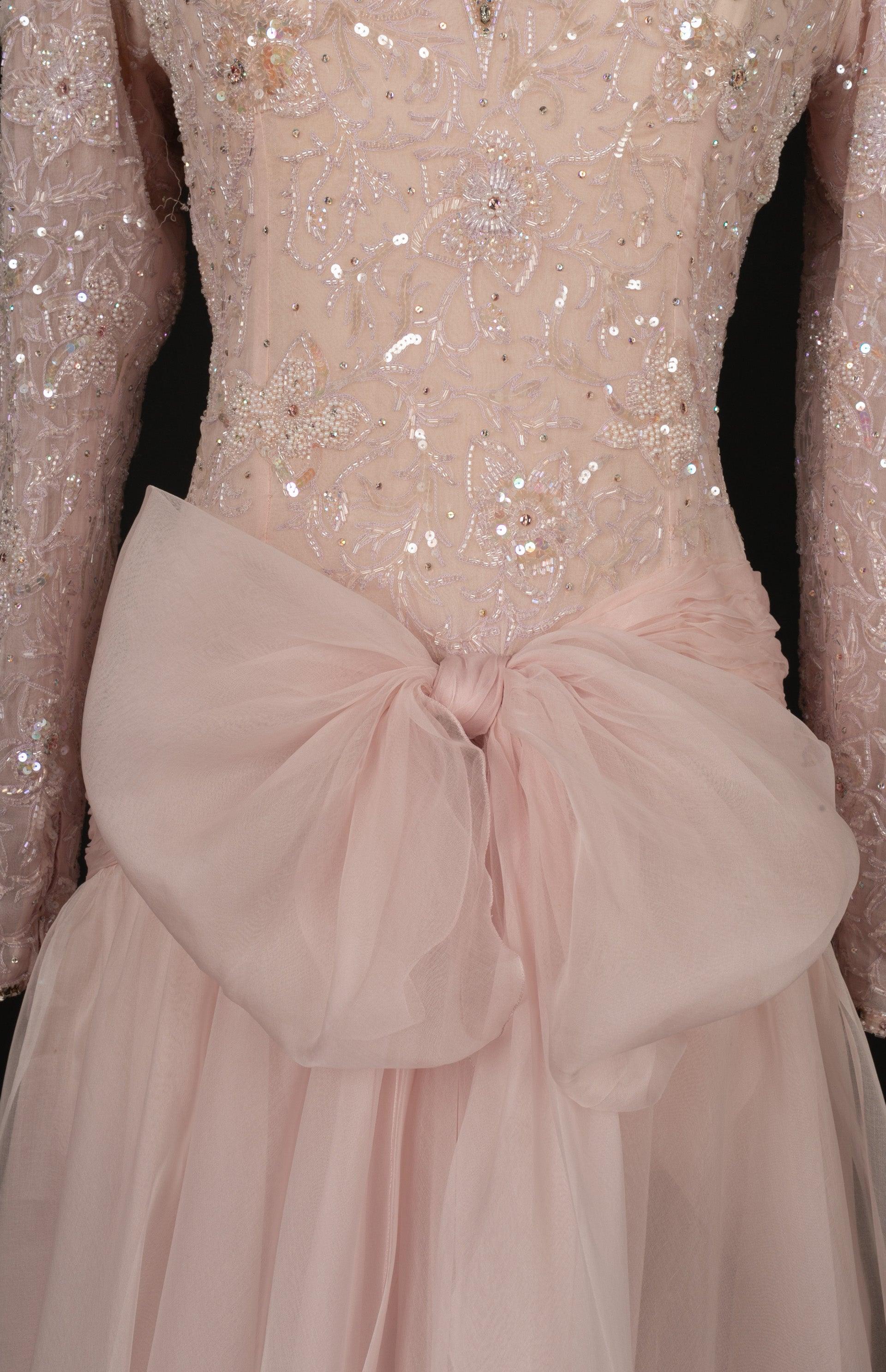 Jean-Louis Scherrer Powder Pink Organza Long Dress Haute Couture 36FR For Sale 1