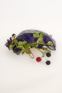 Jean-Louis Scherrer Purple Silk Fascinator Hat