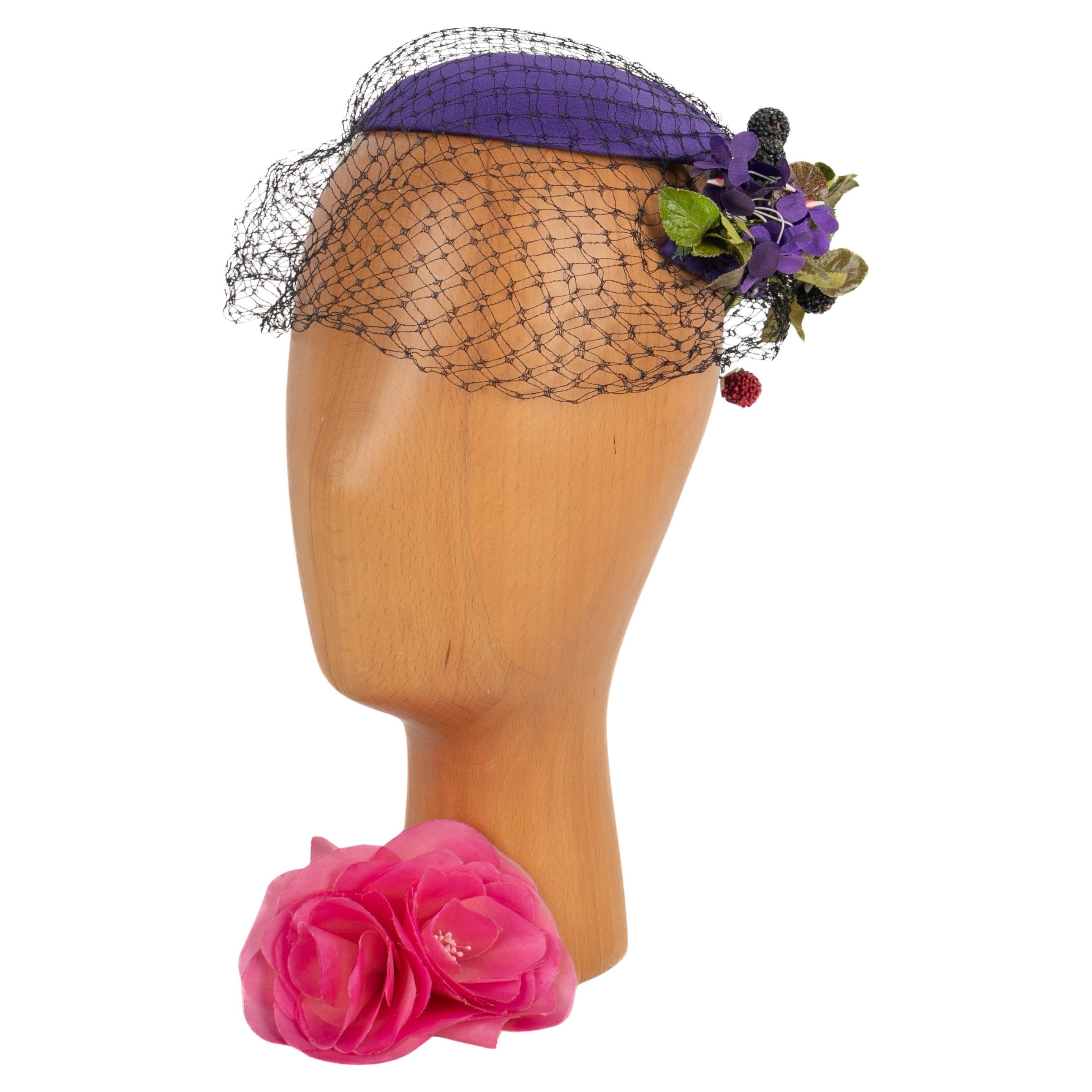 Jean-Louis Scherrer Purple Silk Fascinator Hat